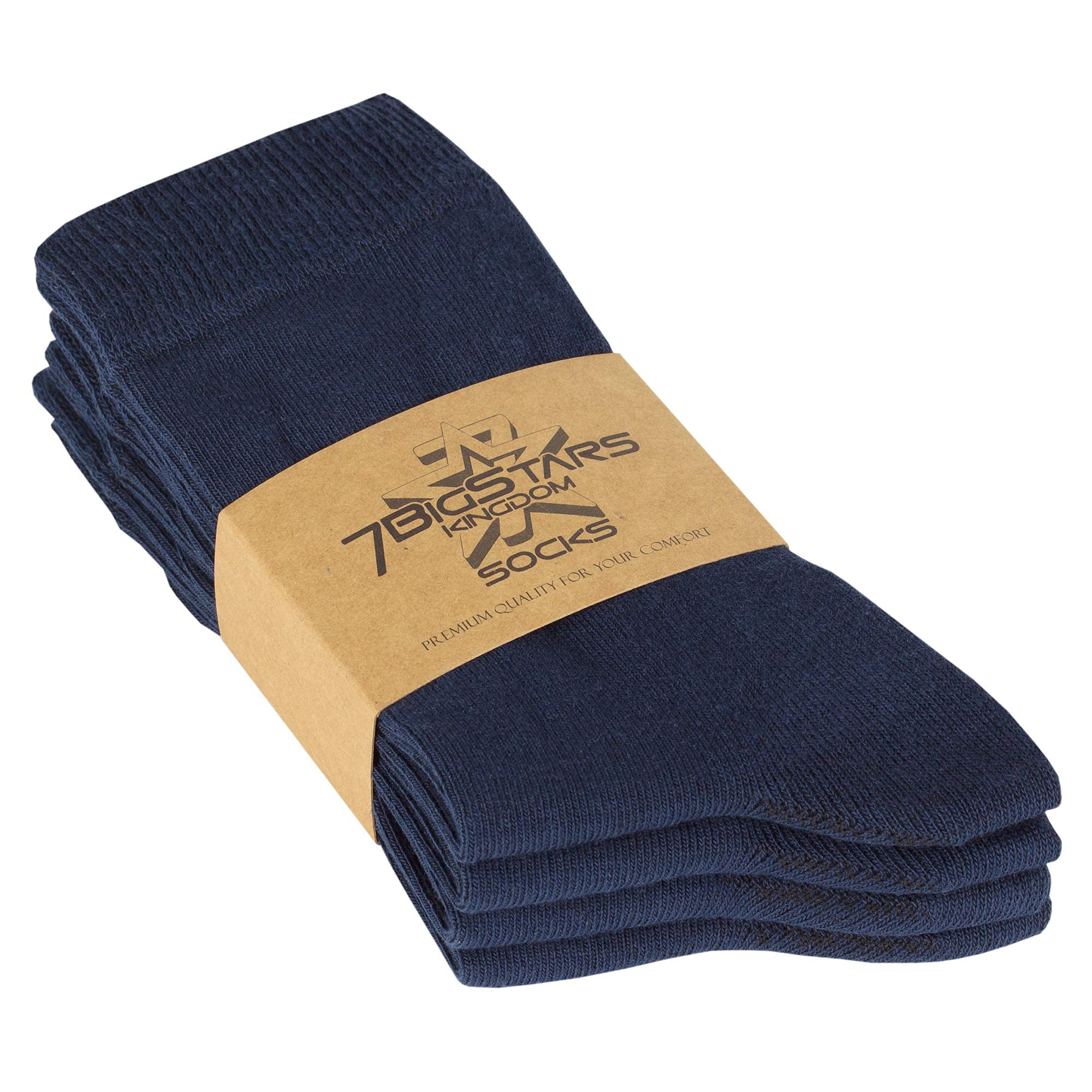 7BigStars Women's Cotton Dress Socks 4-Pack (L/M) - Solid Colors Crew Calf Socks in Black, Brown, Blue, Grey, Beige, Khaki & Olive Green - Perfect for Work, Office & Formal Occasions