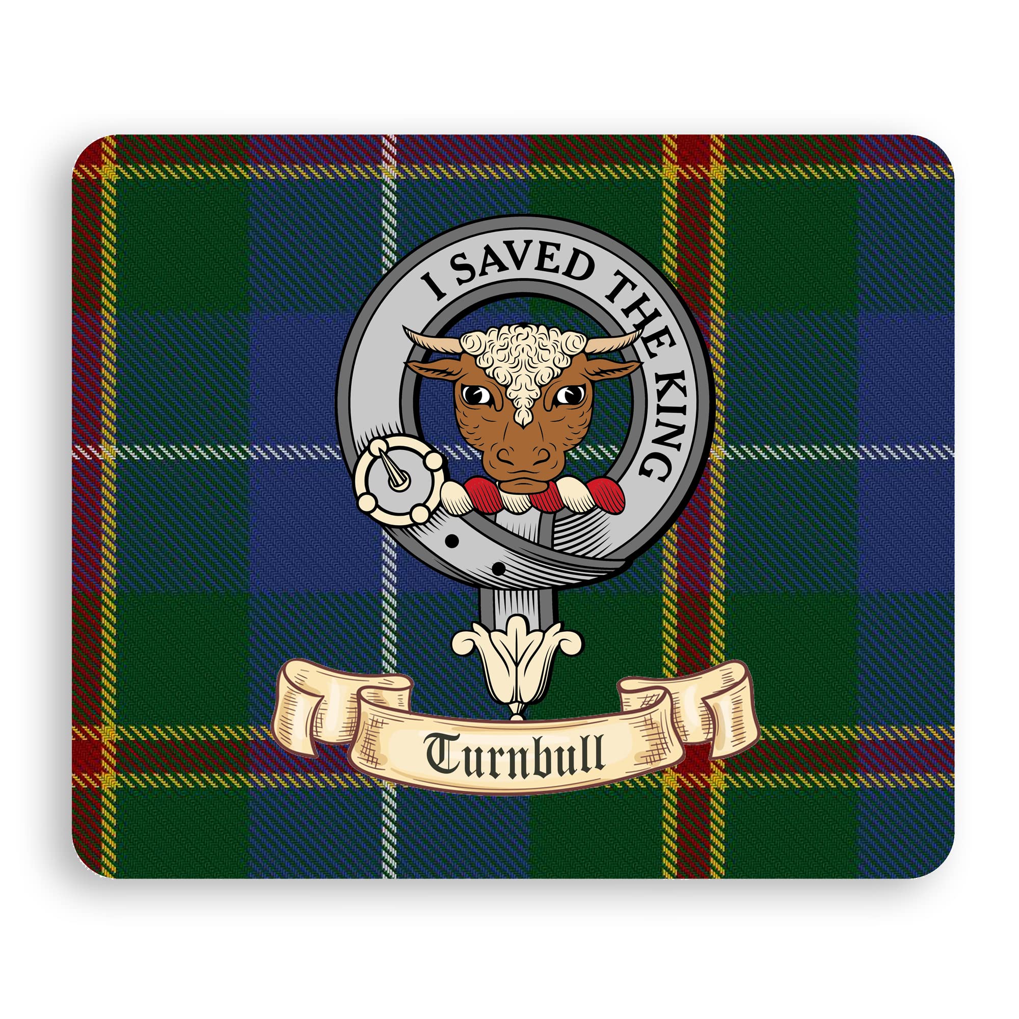 Turnbull Scottish Clan Tartan Mouse Pad with Clan Crest - Perfect for Office, Gaming & Home Use