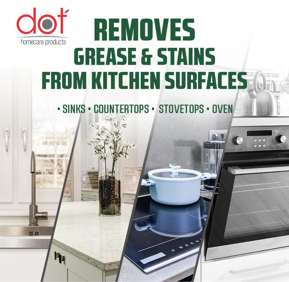 DOT Homecare Kitchen Cleaner 400ml - Powerful Non-Acidic Heavy Duty Degreaser | Removes Oil Stains, Gum, Sticker Marks & Permanent Marker | Safe for Countertops, Stoves & Appliances | Ideal for Home & Restaurant Use
