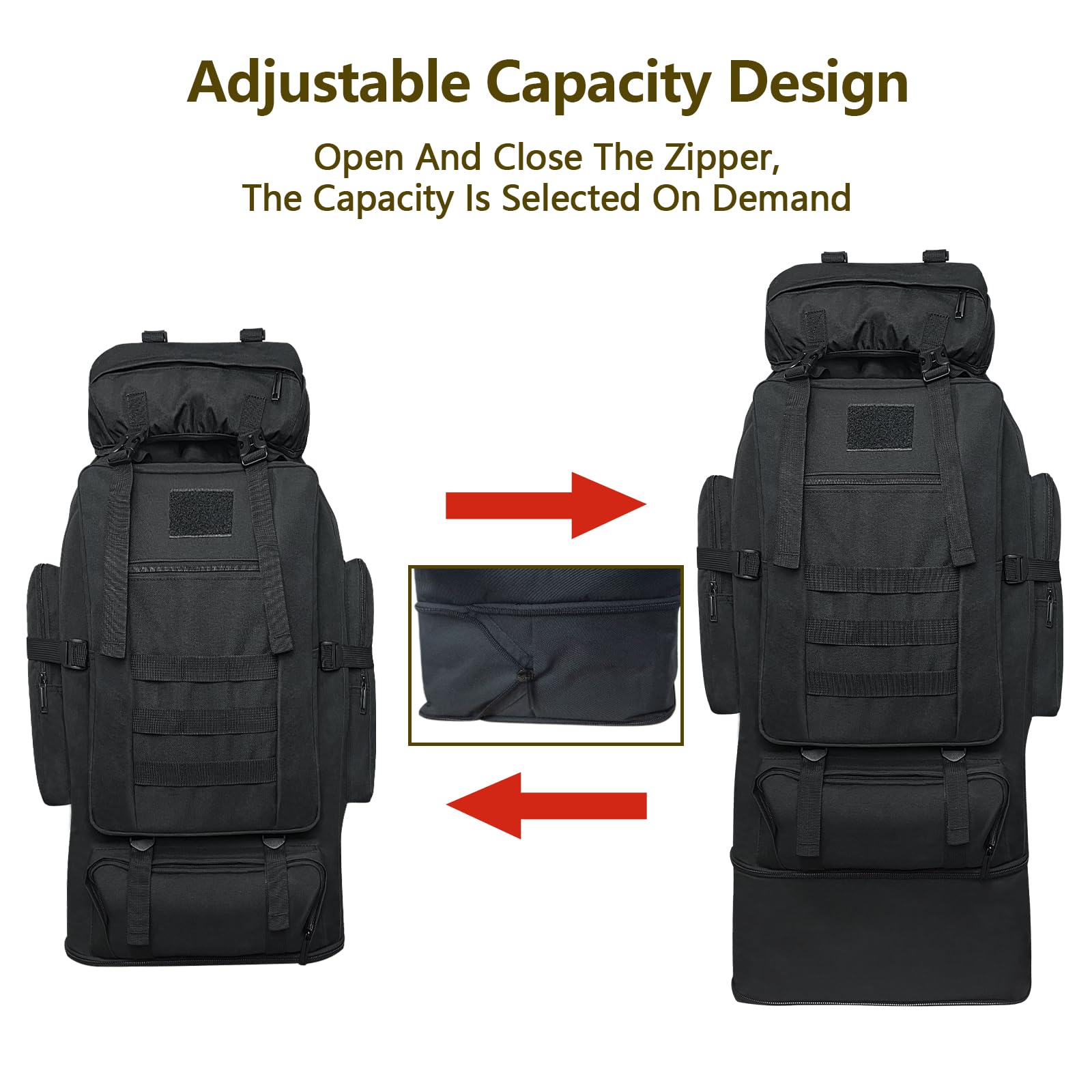 Wesoke 80L 100L Waterproof Large Camping Backpack for Men & Women - Military Tactical Hiking Rucksack for Outdoor Travel, Backpacking & Adventure | Perfect for Camping Trips, Hiking Expeditions & Travel Gear