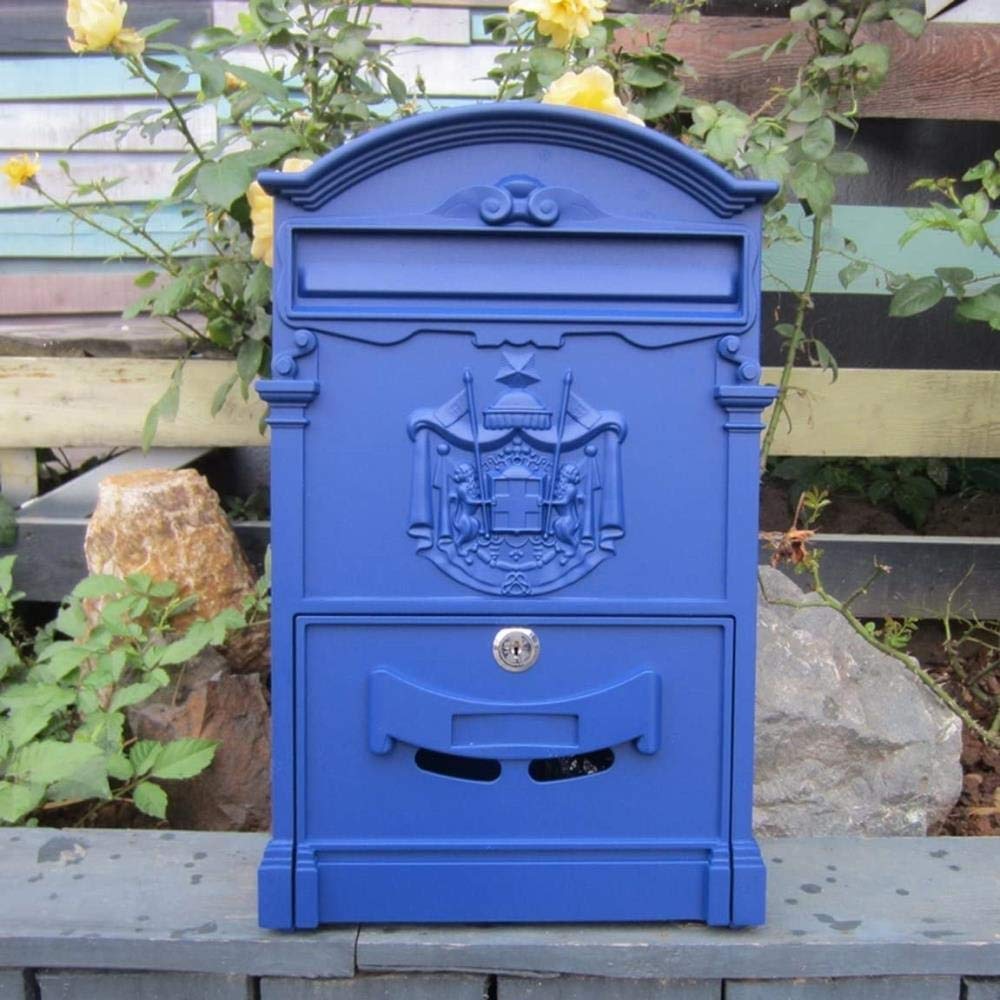Outdoor Waterproof Wall Mounted Mailbox - Creative Pastoral Villa Style Postbox for Home & Garden (Orange Green, Mediterranean Blue) - Perfect for Front Porch, Yard & Farmhouse Decor