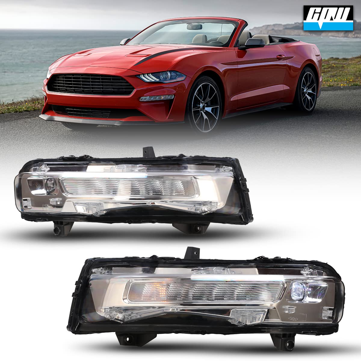 **2018-2020 Ford Mustang Fog Light Replacement - CPW Sequential LED Turn Signal & Running Light Kit (Driver & Passenger Side) - Perfect for Night Driving & Enhanced Visibility**