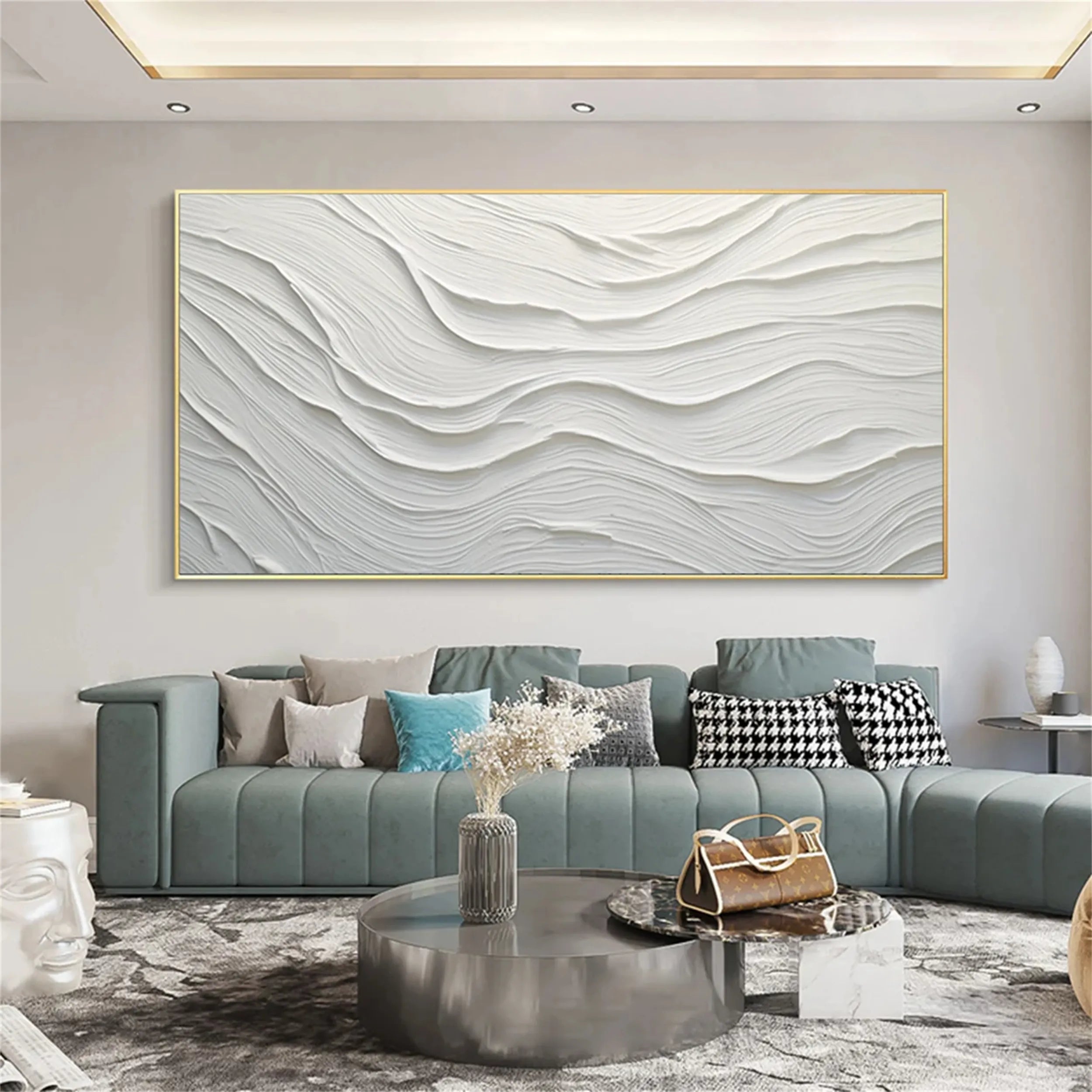 White Minimalist Textured Painting Canvas - Premium Artist Blank Canvas for Acrylic & Oil Painting - Perfect for Home Decor, Office Wall Art & DIY Projects | #MM180