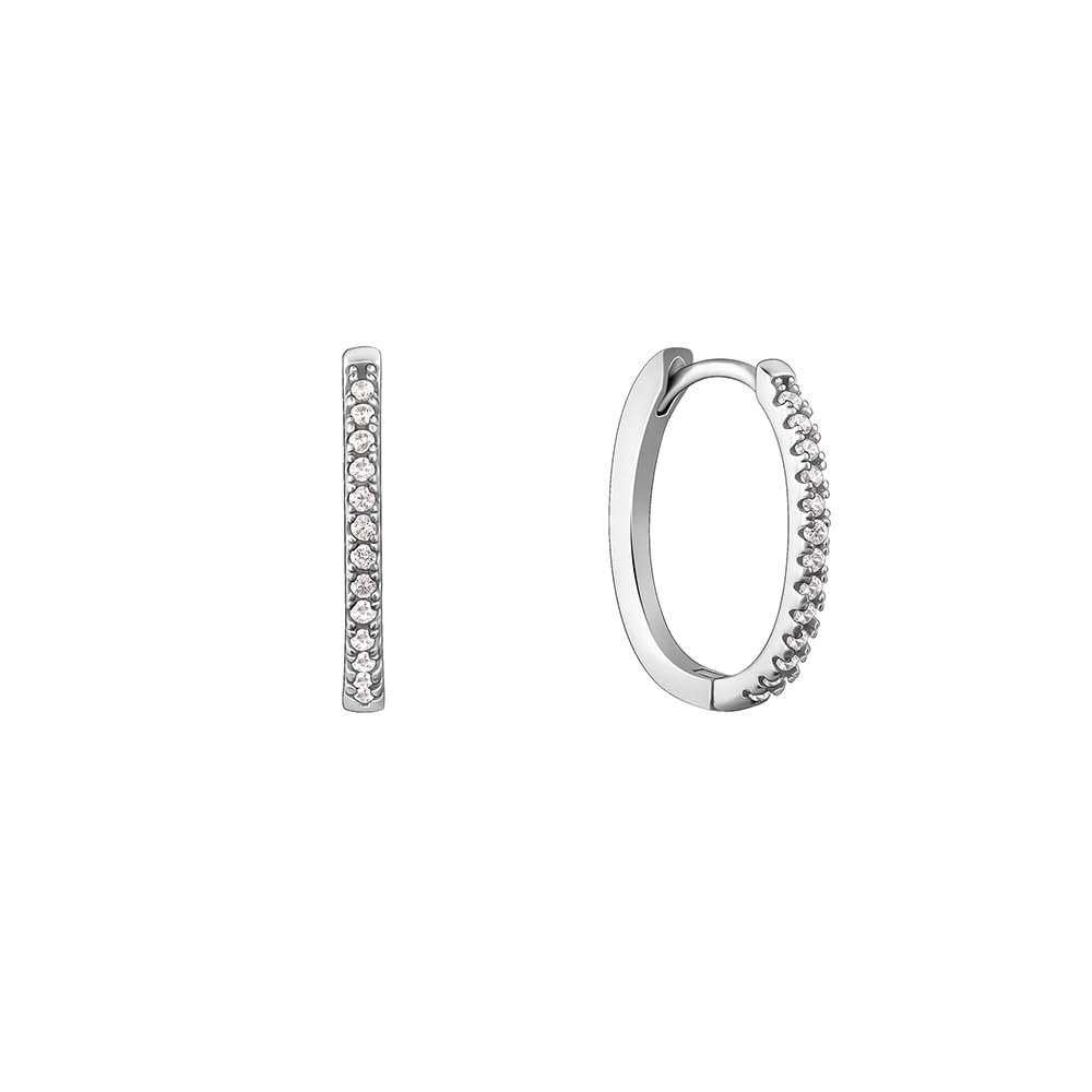 GIVA 925 Sterling Silver Rose Gold Plated 18k Gold Hoop Earrings with Zircon Stones | Elegant Semi Hoop Earrings for Women & Girls | Perfect for Parties, Weddings & Everyday Wear