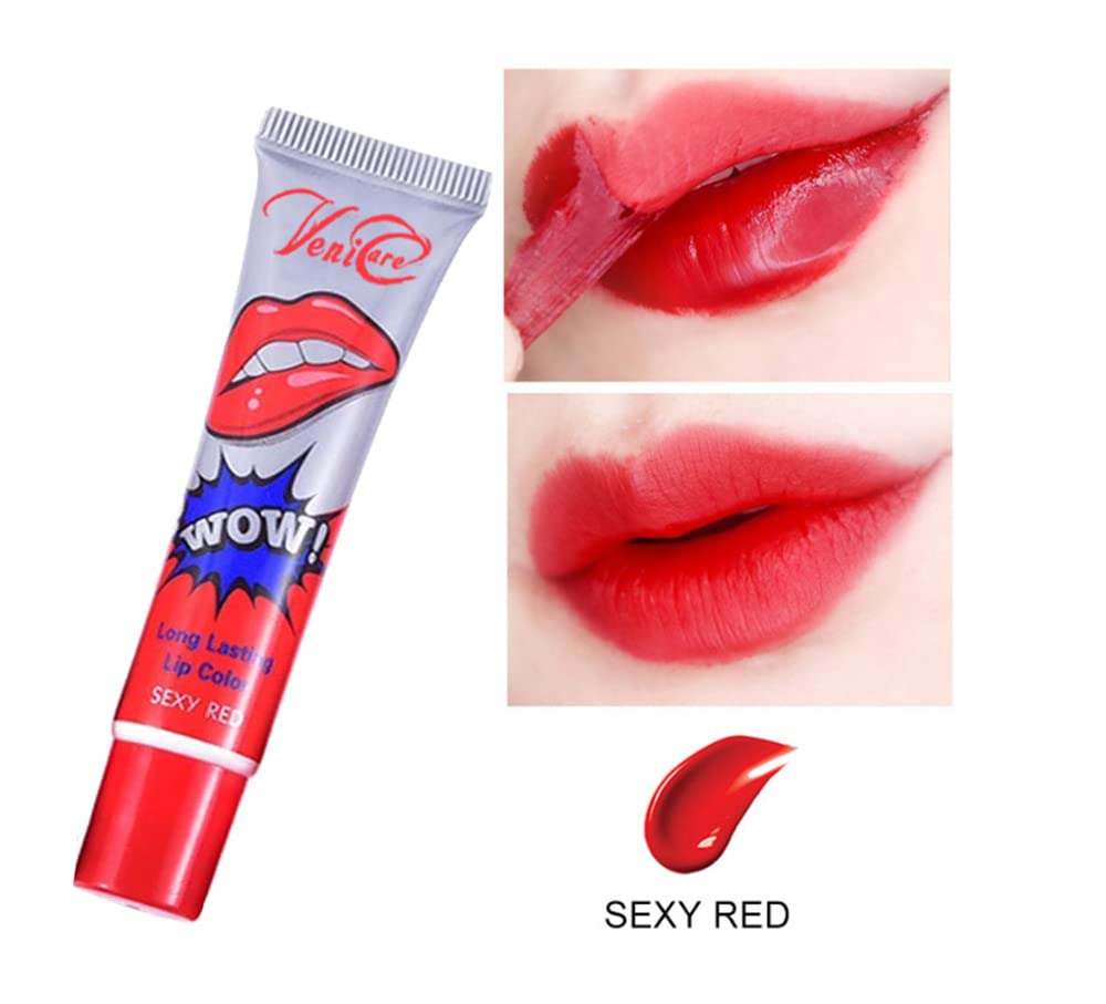 6-Pack Long Lasting Peel-Off Lip Stain Gloss Set with Free Bonus Kraft Sticker Labels - 6 Vibrant Shades for Everyday Wear, Date Night & Special Occasions