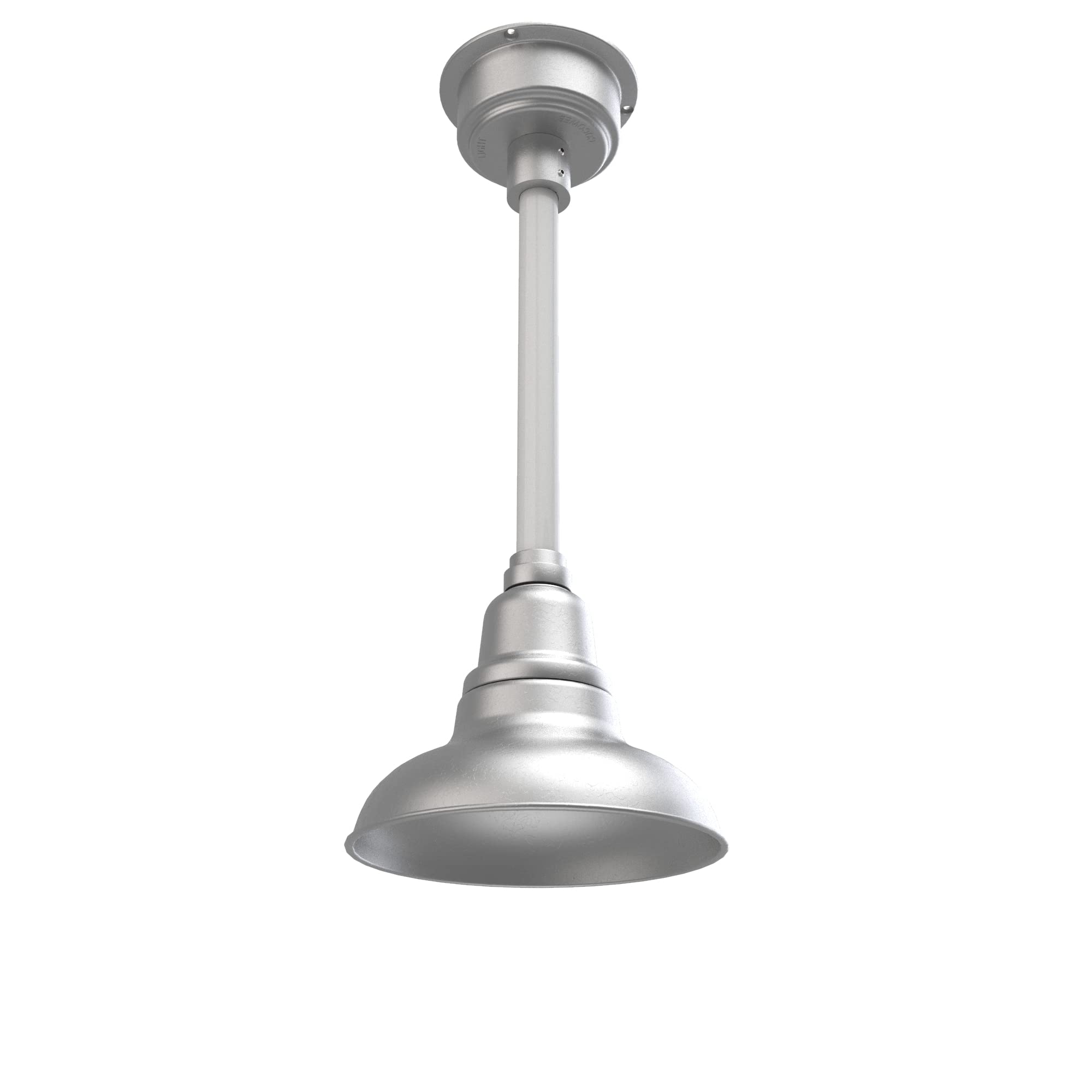 Cocoweb 8 Inch Dahlia LED Pendant Barn Light - Galvanized Silver Finish with White Down Rod - Perfect for Farmhouse, Kitchen Island & Dining Room Lighting