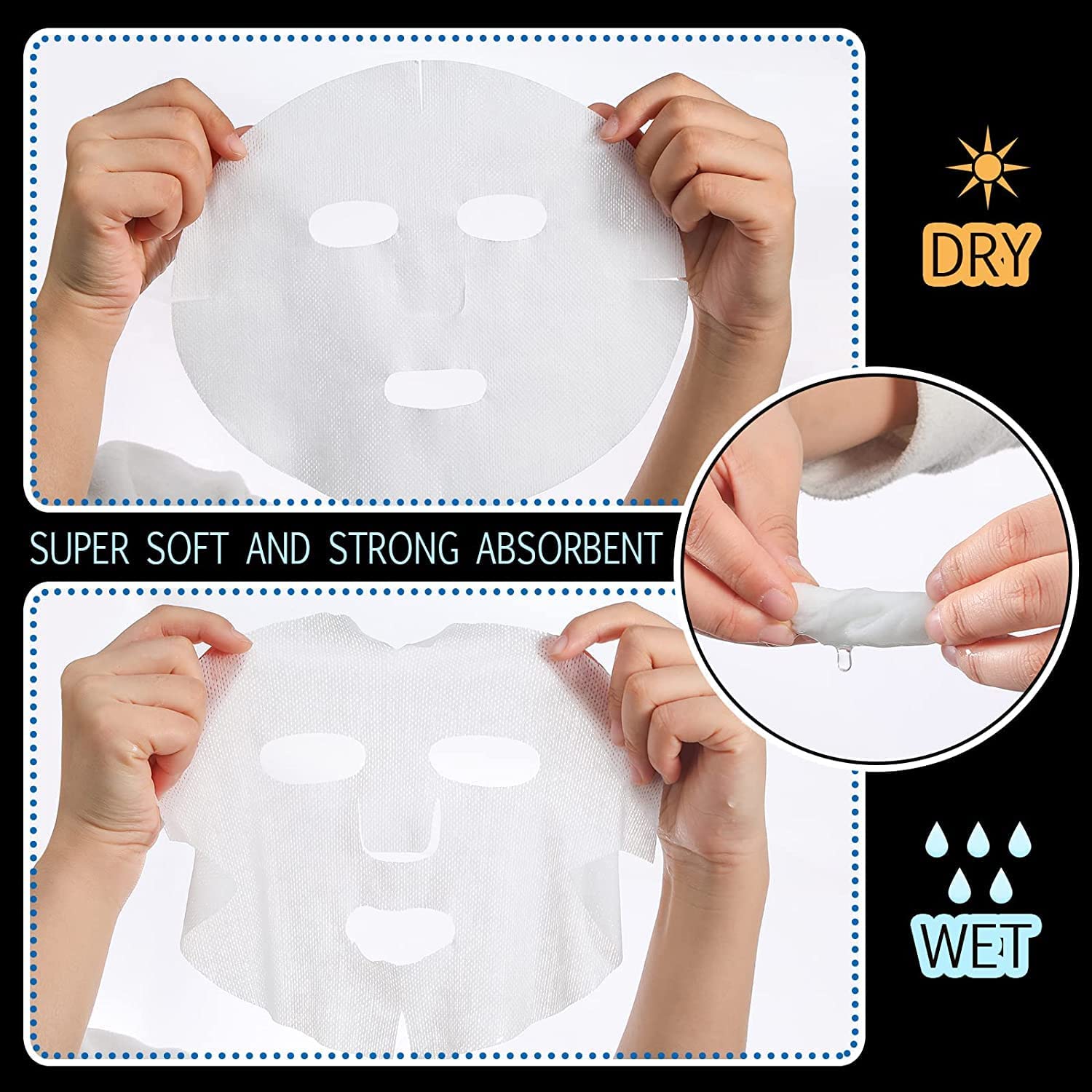 30-Piece Natural Cotton Facial Mask Sheets with Eye Masks - Hydrating & Brightening DIY Spa Skin Care for Women & Girls | Perfect for At-Home Relaxation & Self-Care Routine