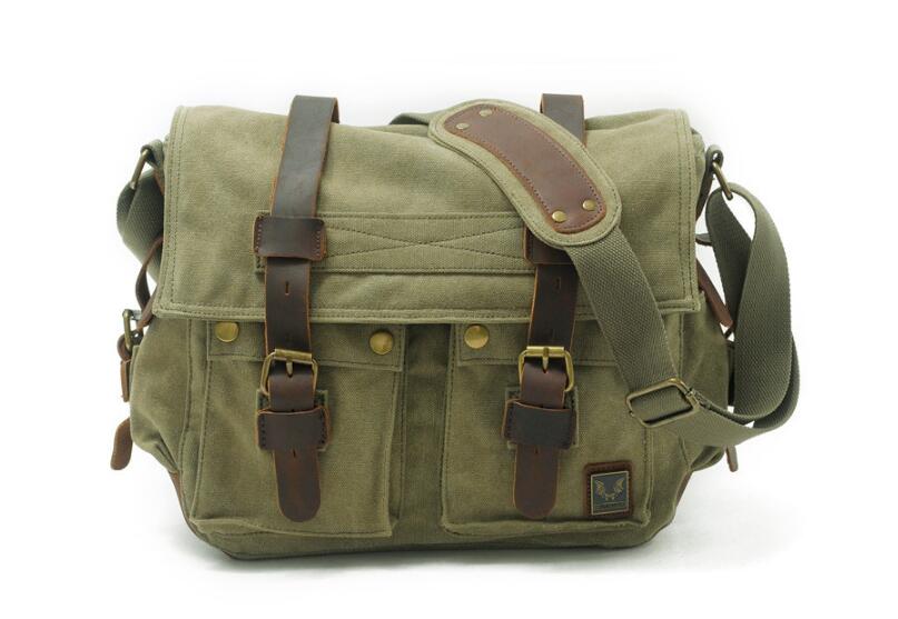 Men's Canvas Messenger Bag - Durable & Stylish in Grey, Green, Black - Perfect for Work, Travel & Everyday Use