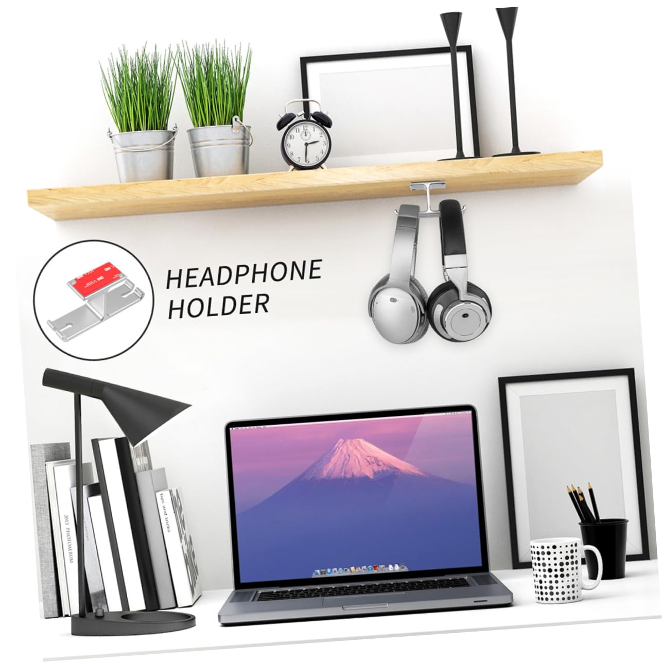 Premium Headphone Stand 2-Pack - Durable Headset Holder with Non-Slip Base for Desk Organization | Perfect for Gaming, Office & Home Use (Black)