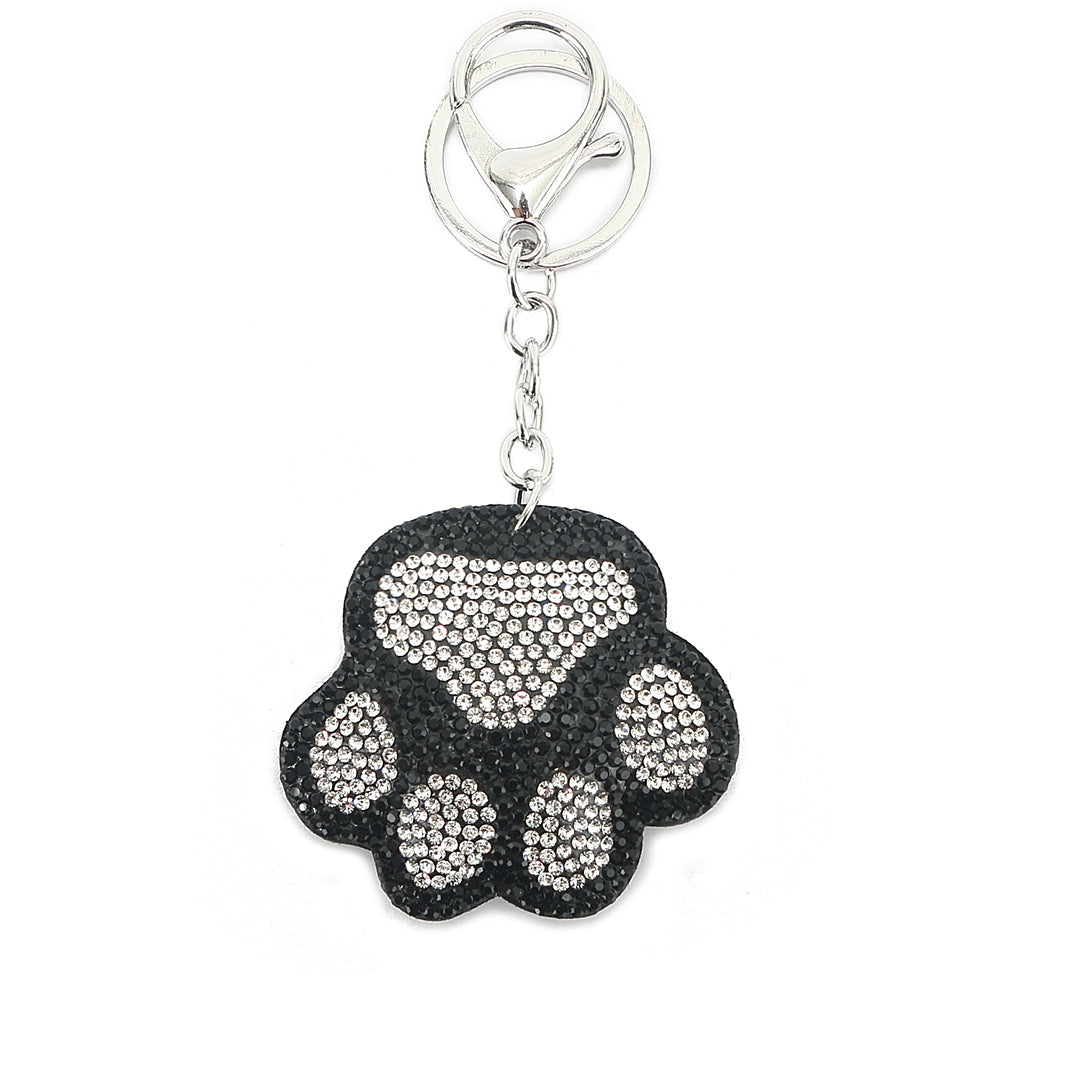 Crystal Paw Black Bag Charm - Elegant & Stylish Accessory for Handbags, Backpacks & Keychains | Perfect Gift for Pet Lovers