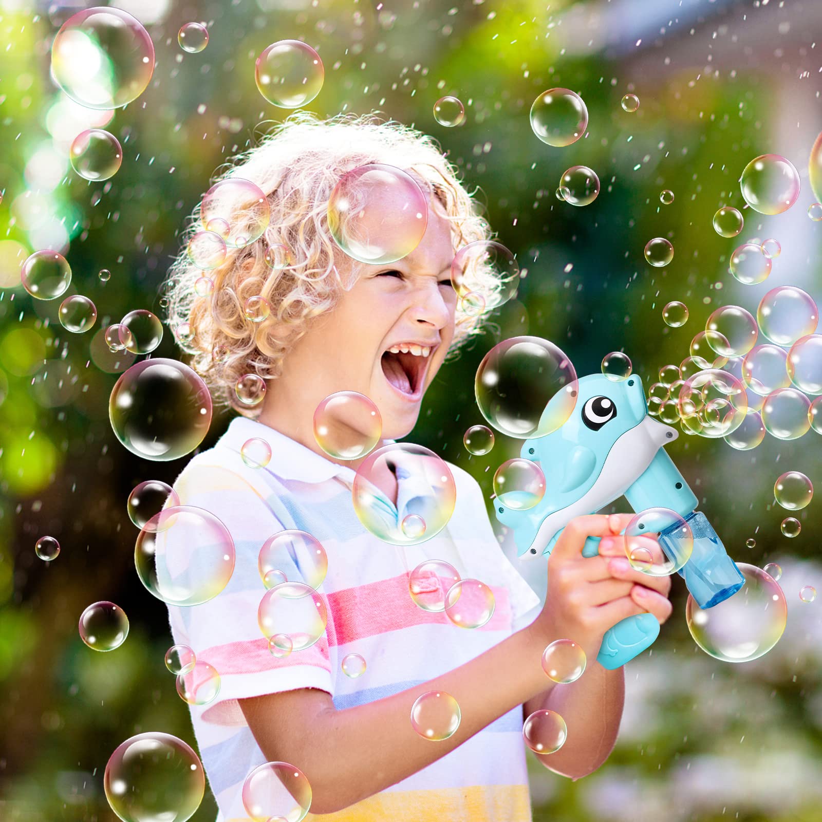 Whale Automatic Bubble Blaster Toy for Kids - 2 Bubble Solutions Included, Fun Summer Outdoor & Indoor Activity, Birthday Party Favors, Easter Gifts (Blue) | Perfect for Backyard Play, Beach Trips, and Birthday Celebrations
