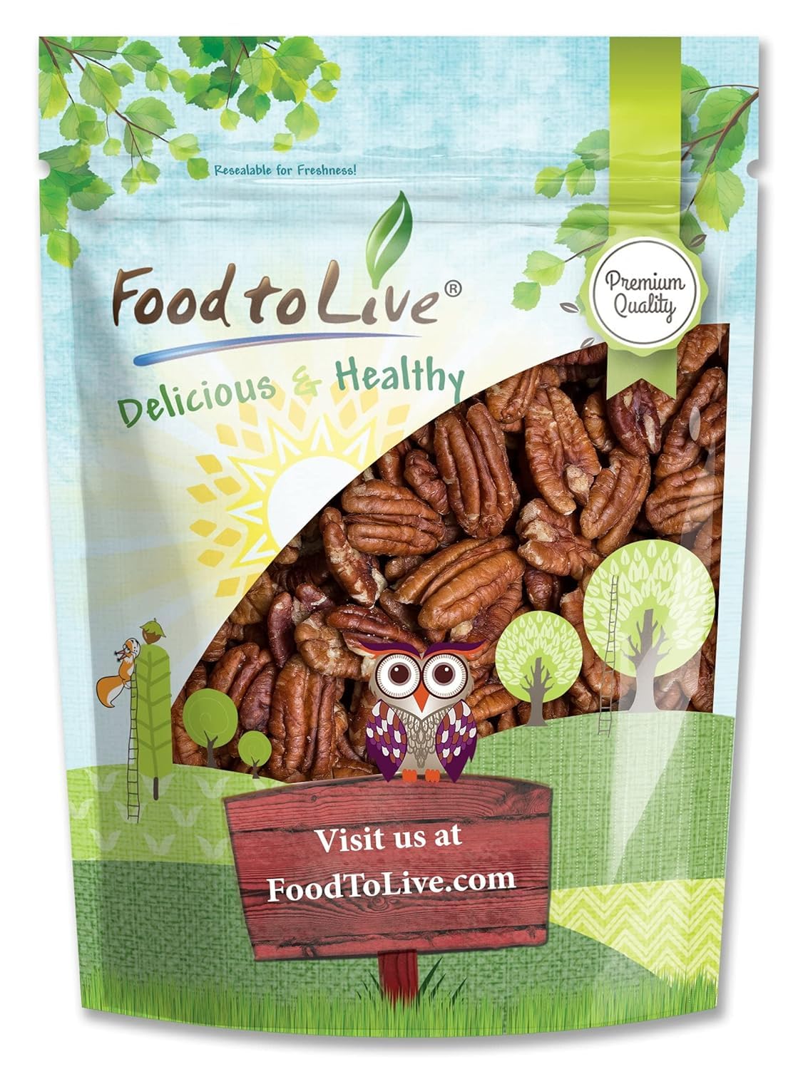 Food to Live - Dry Roasted Pecan Halves, 1 Pound – Oven Roasted Nuts, Unsalted, No Oil Added, Vegan, Kosher, Bulk. Rich in Protein and Fiber. Perfect for Snacking, Baking, Salads, and Healthy Recipes.