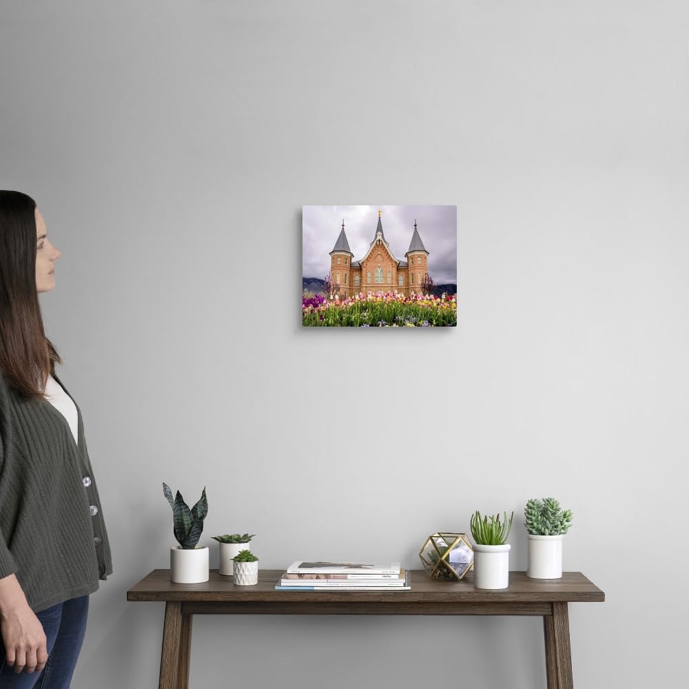 Scott Jarvie Provo City Center Temple Springtime Tulips Canvas Wall Art Print - 14