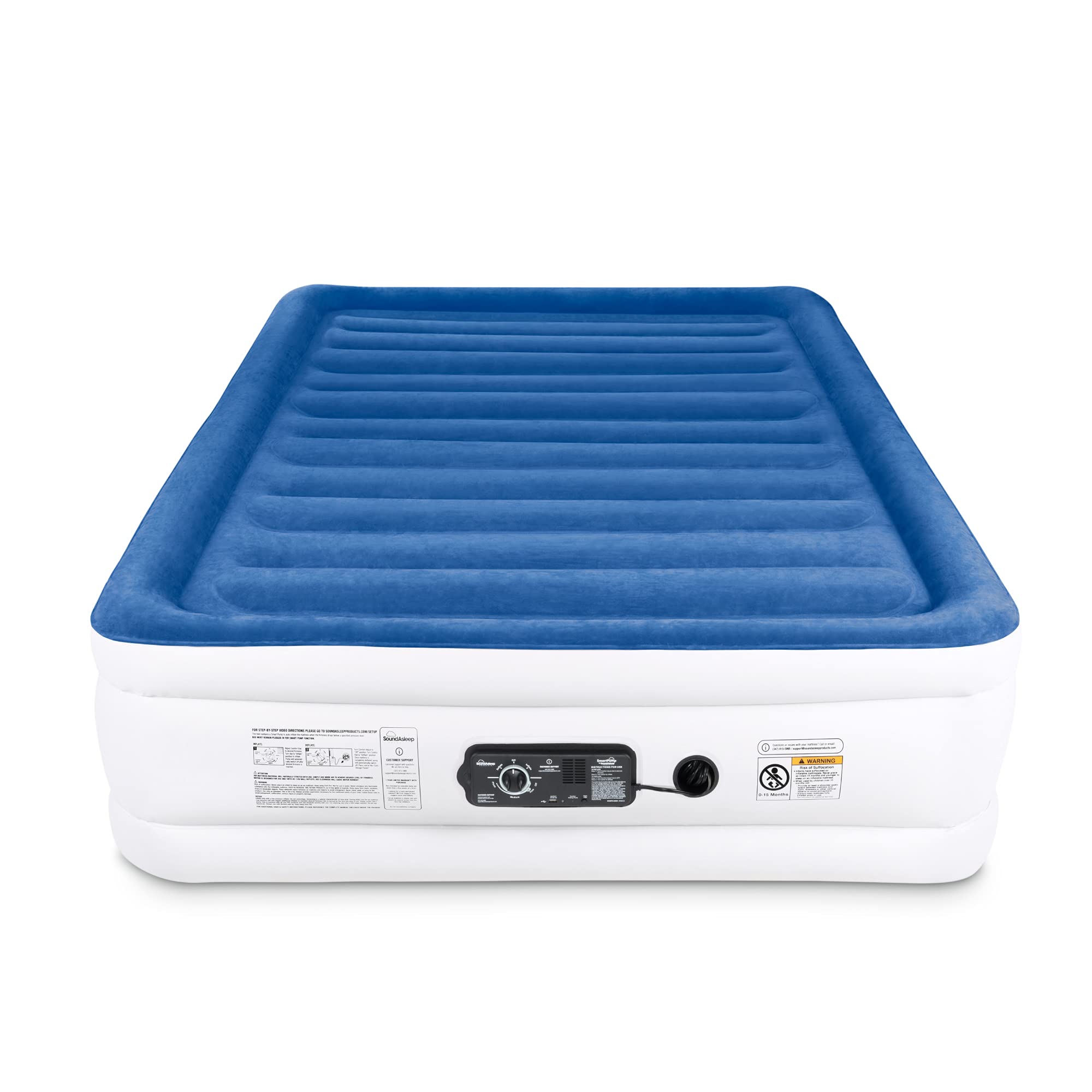 SoundAsleep CloudNine Series Air Mattress with Dual Smart Pump Technology - Queen Size Inflatable Bed for Home, Camping & Guest Use - Comfortable & Durable Blow Up Mattress