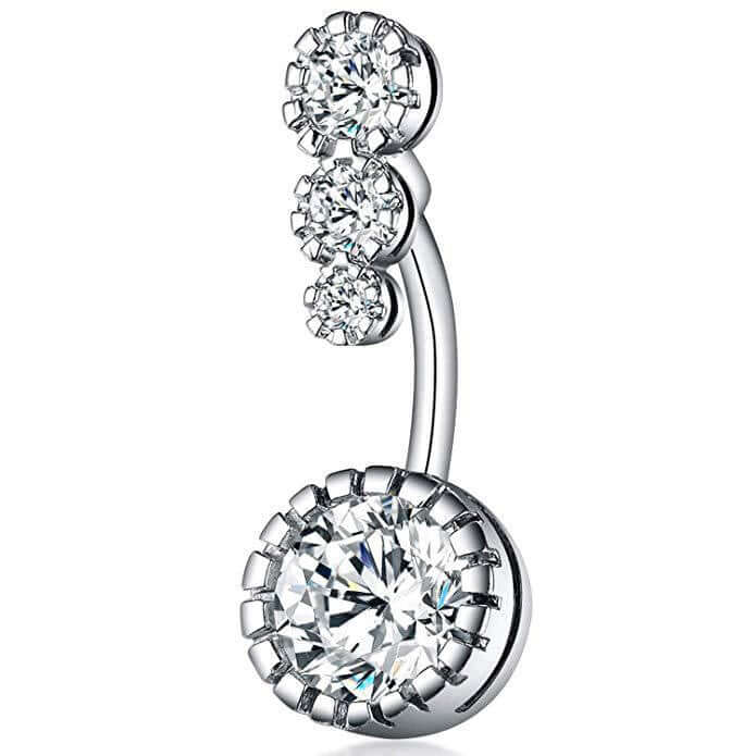 Sparkly Belly Button Piercing - Stainless Steel Navel Ring with Crystals | WH6011 | Perfect for Parties, Beach Wear & Body Jewelry Fashion