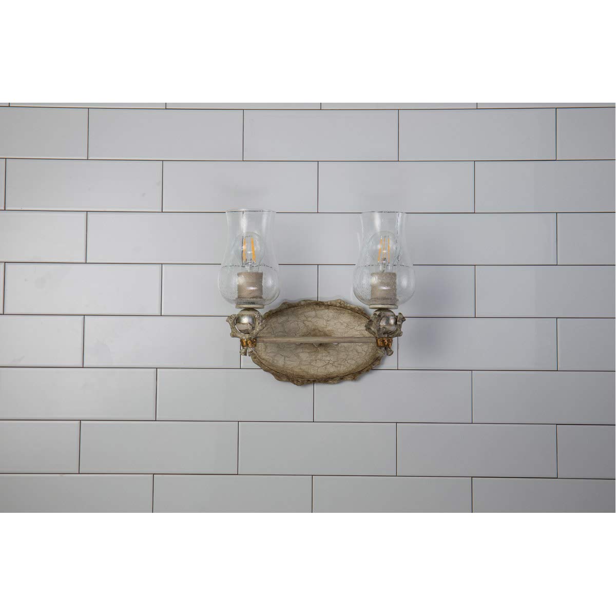 Lucas McKearn Trellis 2-Light Metal Bathroom Vanity Light in Neutral Cream/Silver - Modern Fixture for Bathroom, Powder Room, and Dressing Area Lighting
