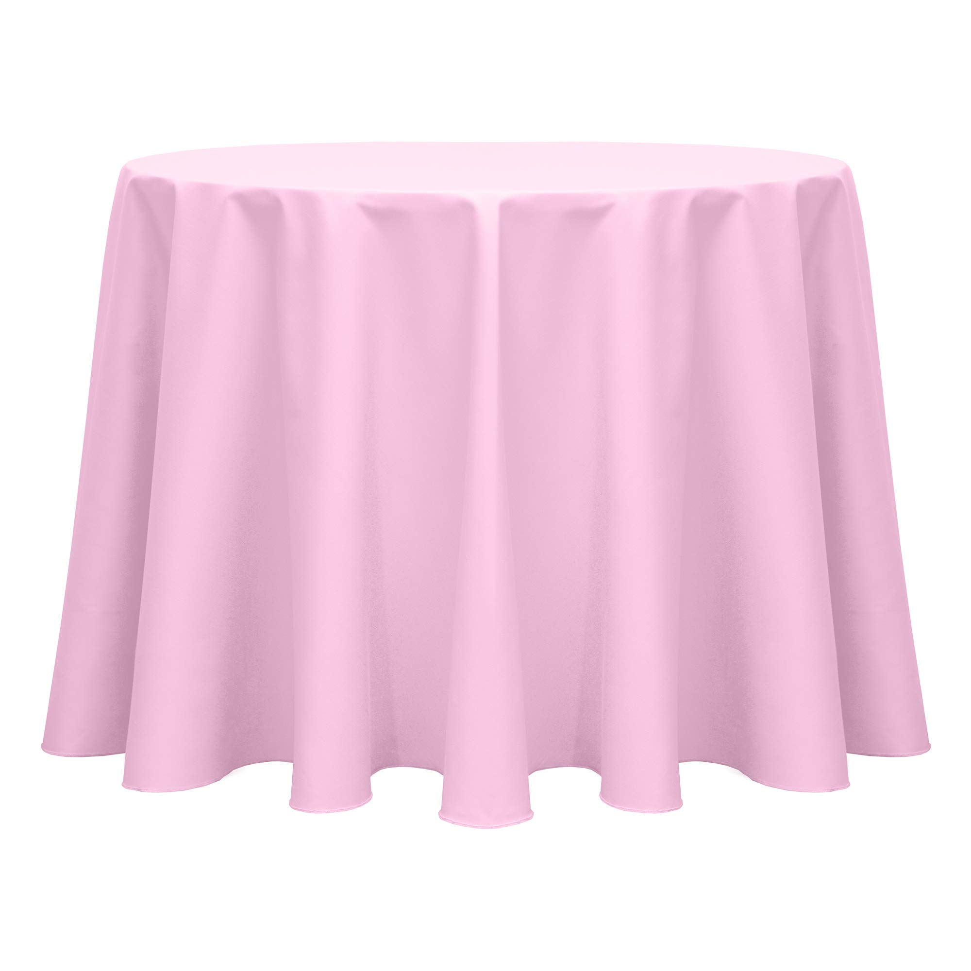 Premium 120-Inch Round Tablecloth - Poly-Cotton Twill Fabric, Light Pink - Perfect for Weddings, Banquets, and Formal Dining Events