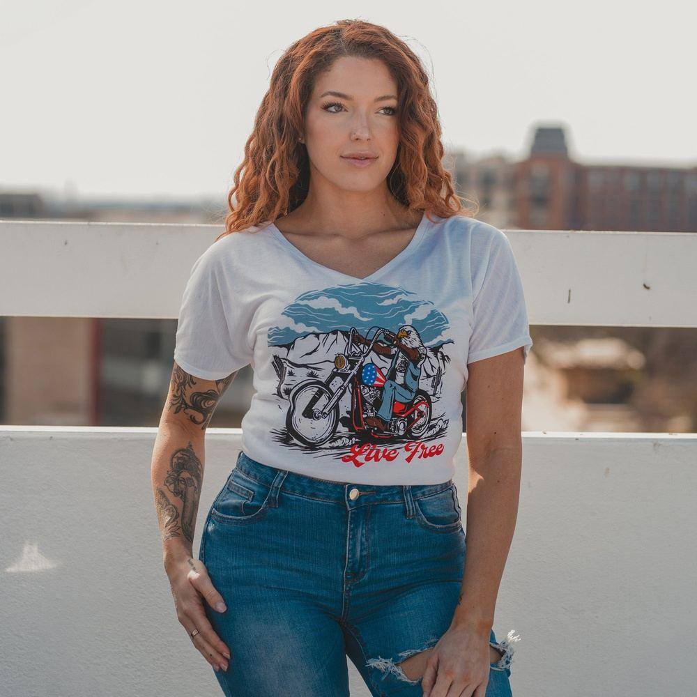 Women's Live Free Slouchy T-Shirt - Soft Relaxed Fit Casual Tee in White | Perfect for Everyday Wear, Weekend Outfits & Layering