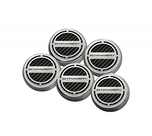 American Car Craft 5-Piece Black Carbon Fiber Fluid Cap Cover Set for Stingray - Auto Accessories Upgrade