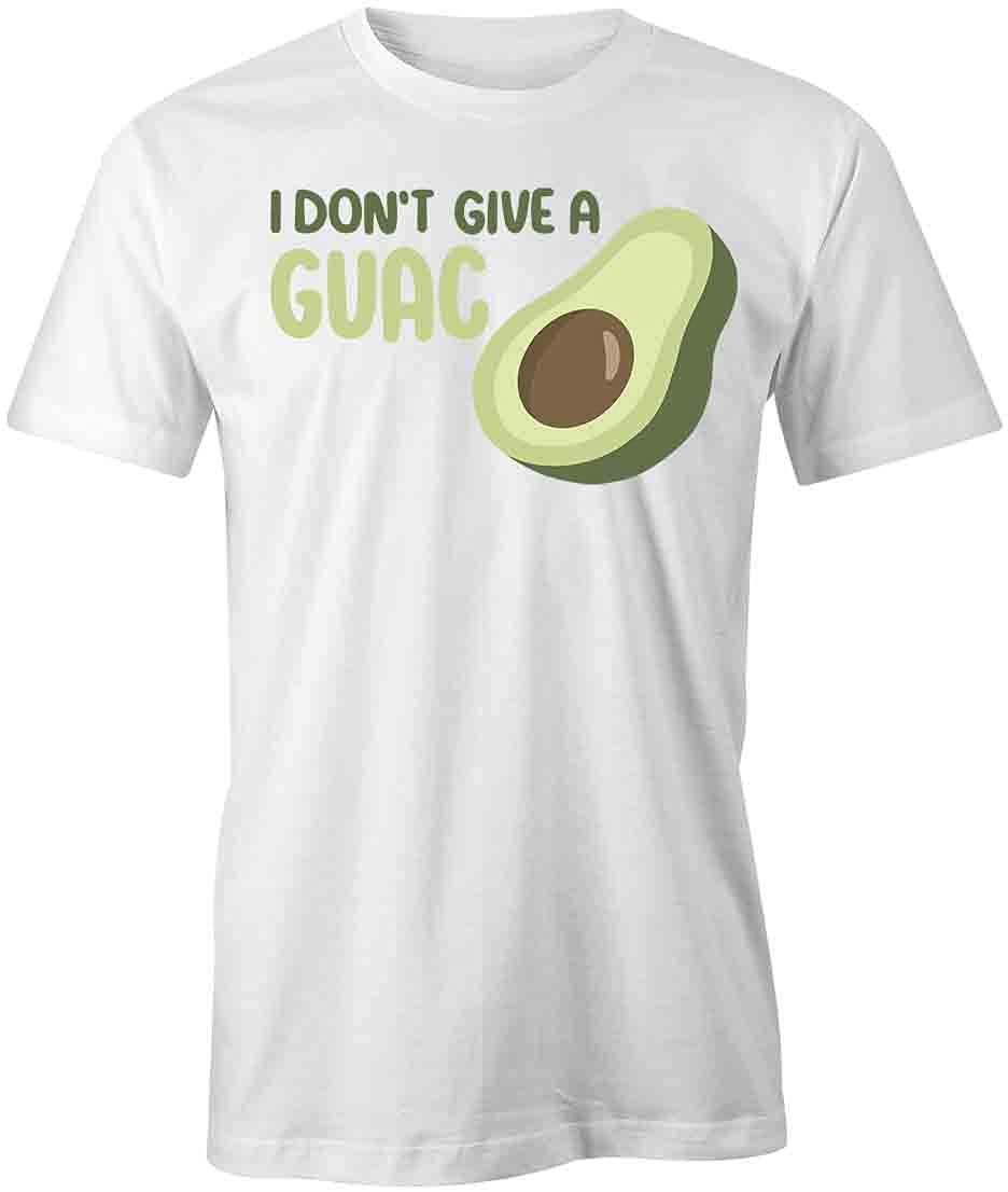 I Don't Give A Guac Graphic T-Shirt - Funny Printed Cotton Tee for Women & Men | White Casual Shirt for Parties, Cinco de Mayo & Avocado Lovers