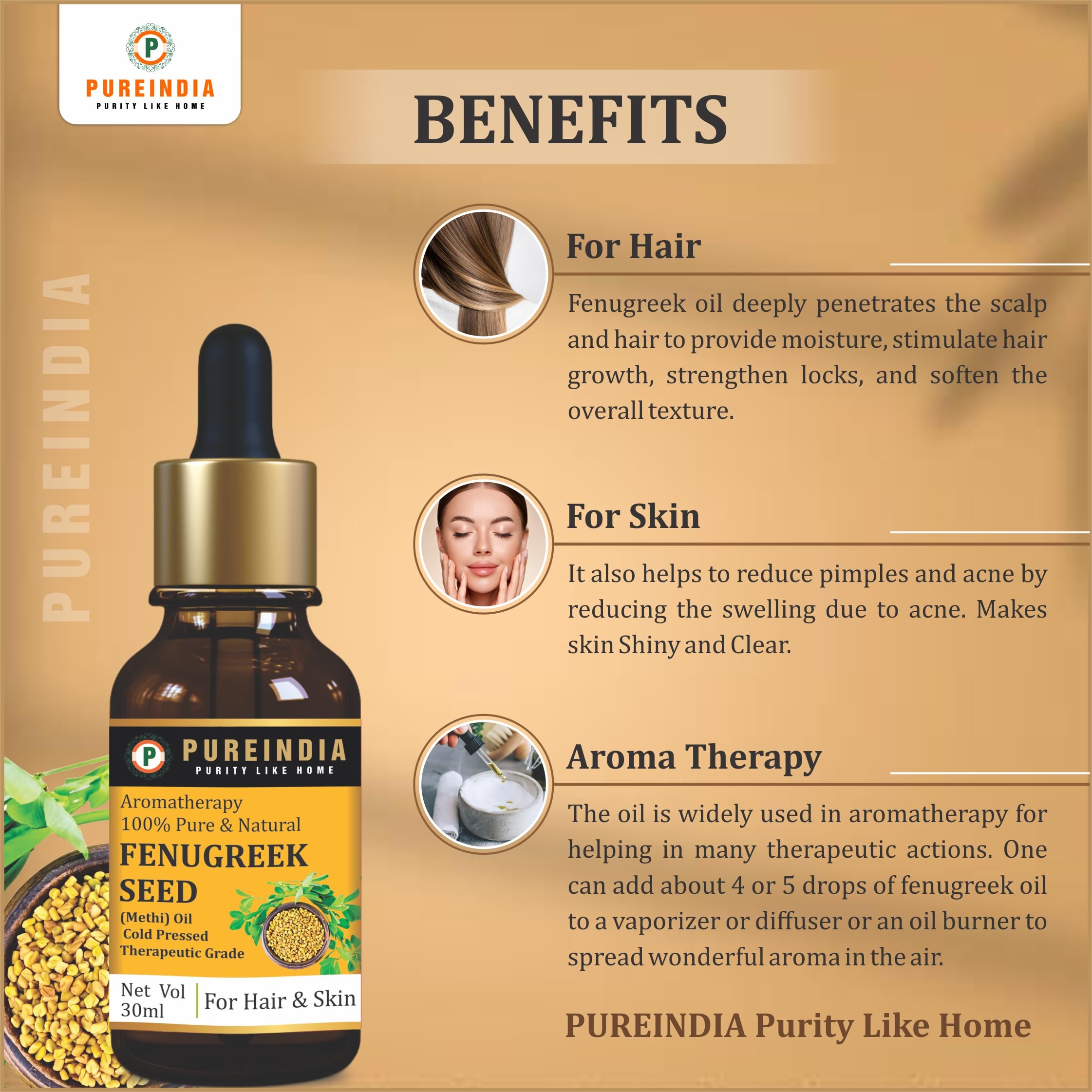 Pure & Natural Fenugreek Seed Oil - 100% Therapeutic Grade Essential Oil for Hair Growth, Skin Care & Aromatherapy - 30ml Bottle - Perfect for Massage, DIY Beauty & Relaxation