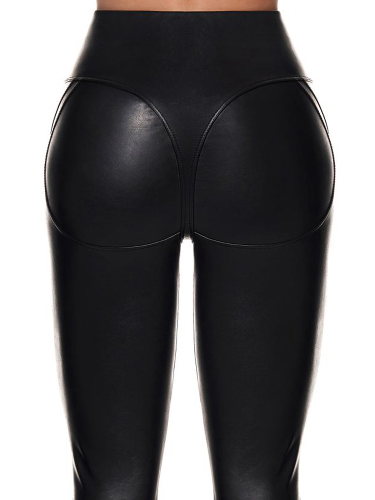 ZASUWA Women's High Waist PU Leather Leggings with Zipper Fly - Tummy Control & Hip Lift for Workout, Yoga, and Casual Wear
