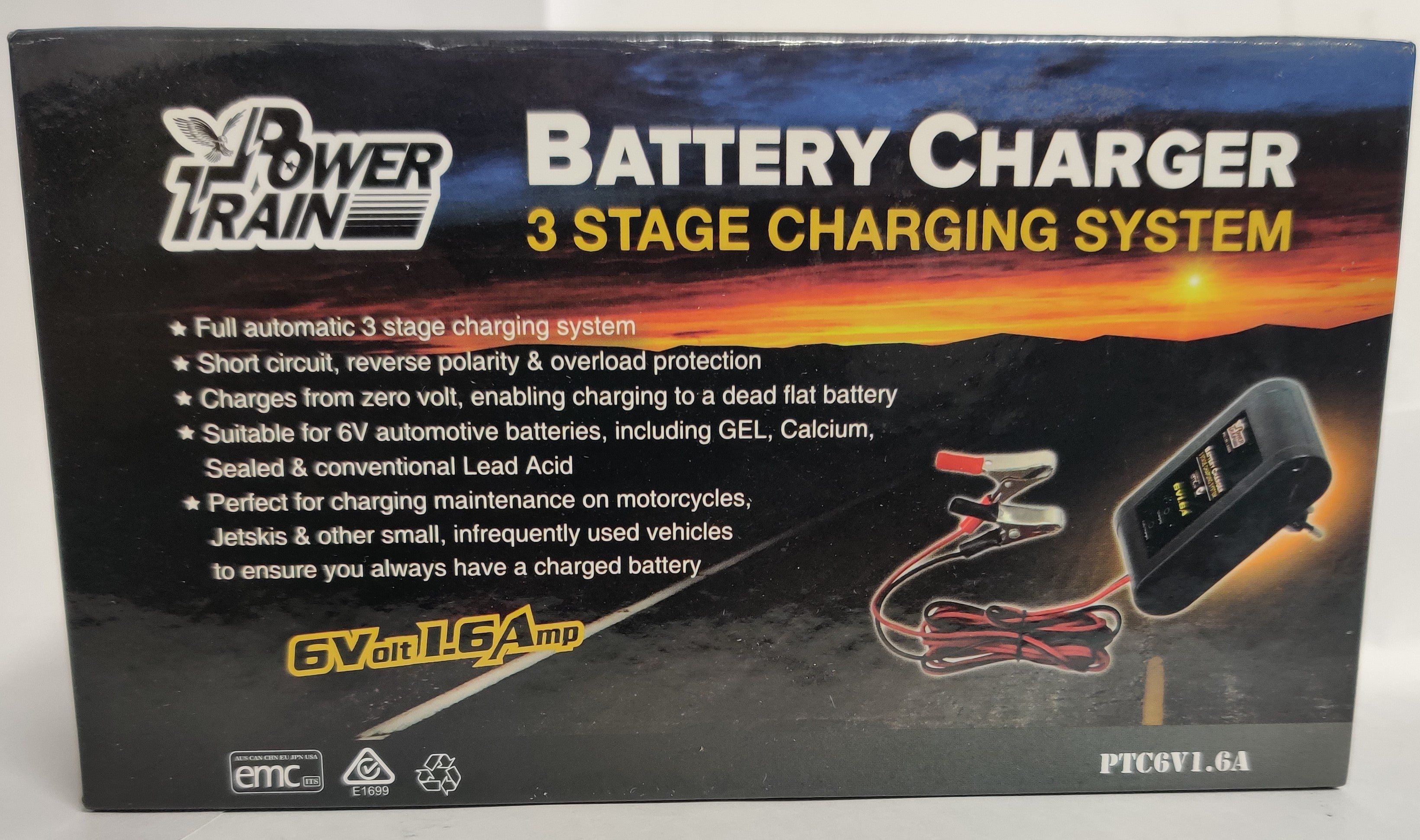 6V 1.6A 3-Stage Smart Battery Charger for Motorcycle, ATV, Lawn Mower - Automatic Maintenance & Trickle Charge Mode
