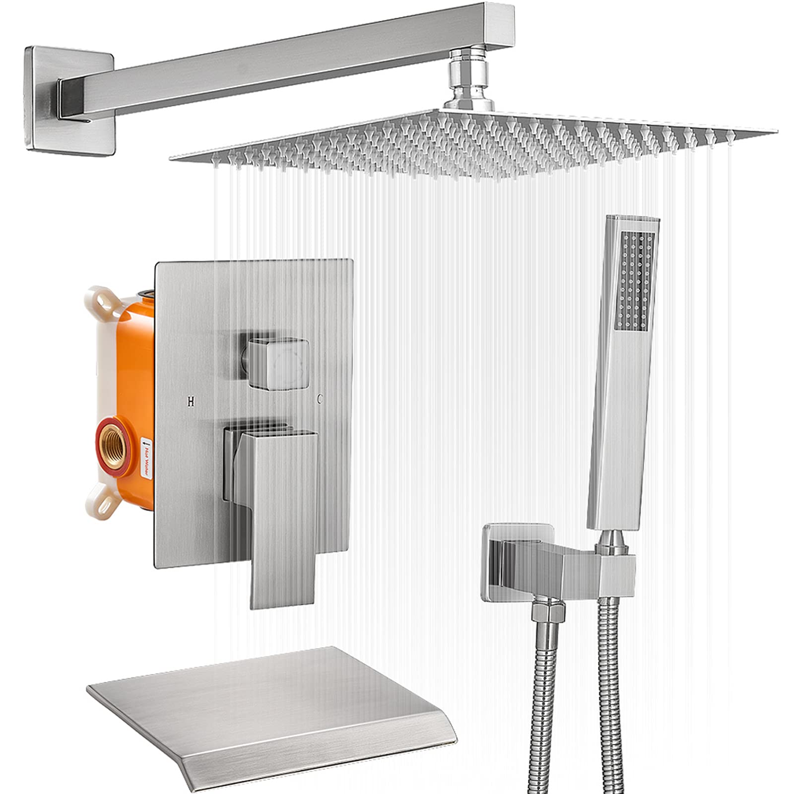 Premium Brushed Nickel Shower System - 10