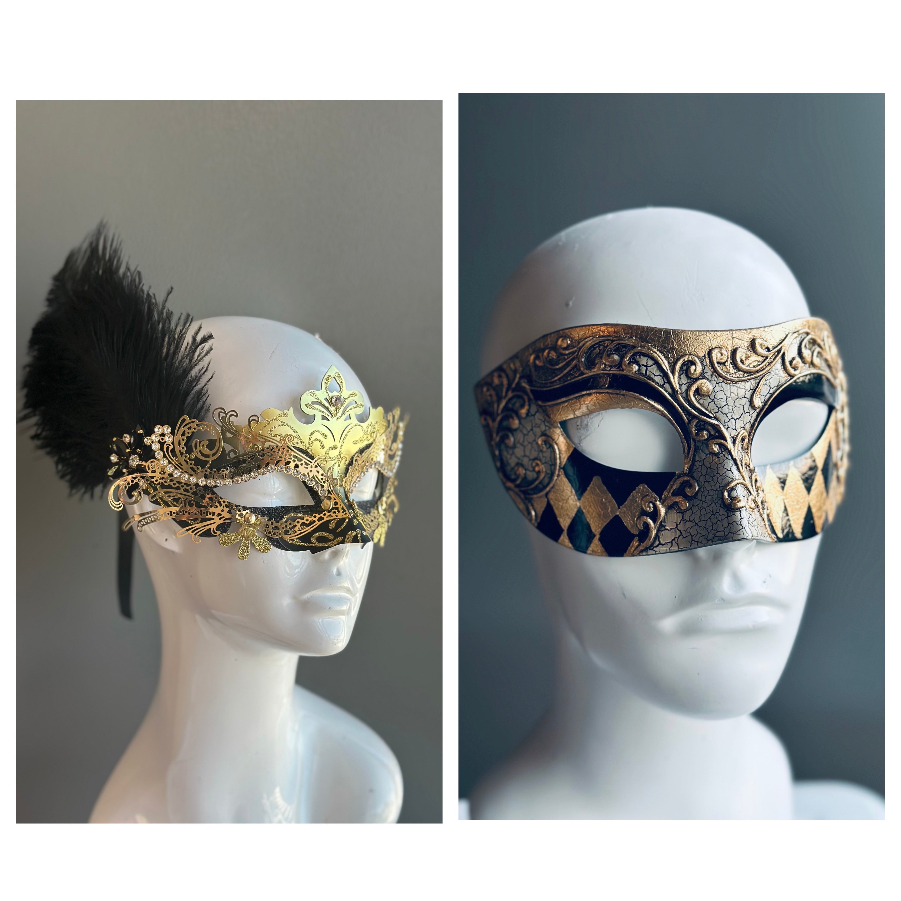 Duca Mask Pair - Gold & Black Reusable Face Masks for Men & Women | Comfortable & Breathable for Daily Use, Travel, and Outdoor Activities
