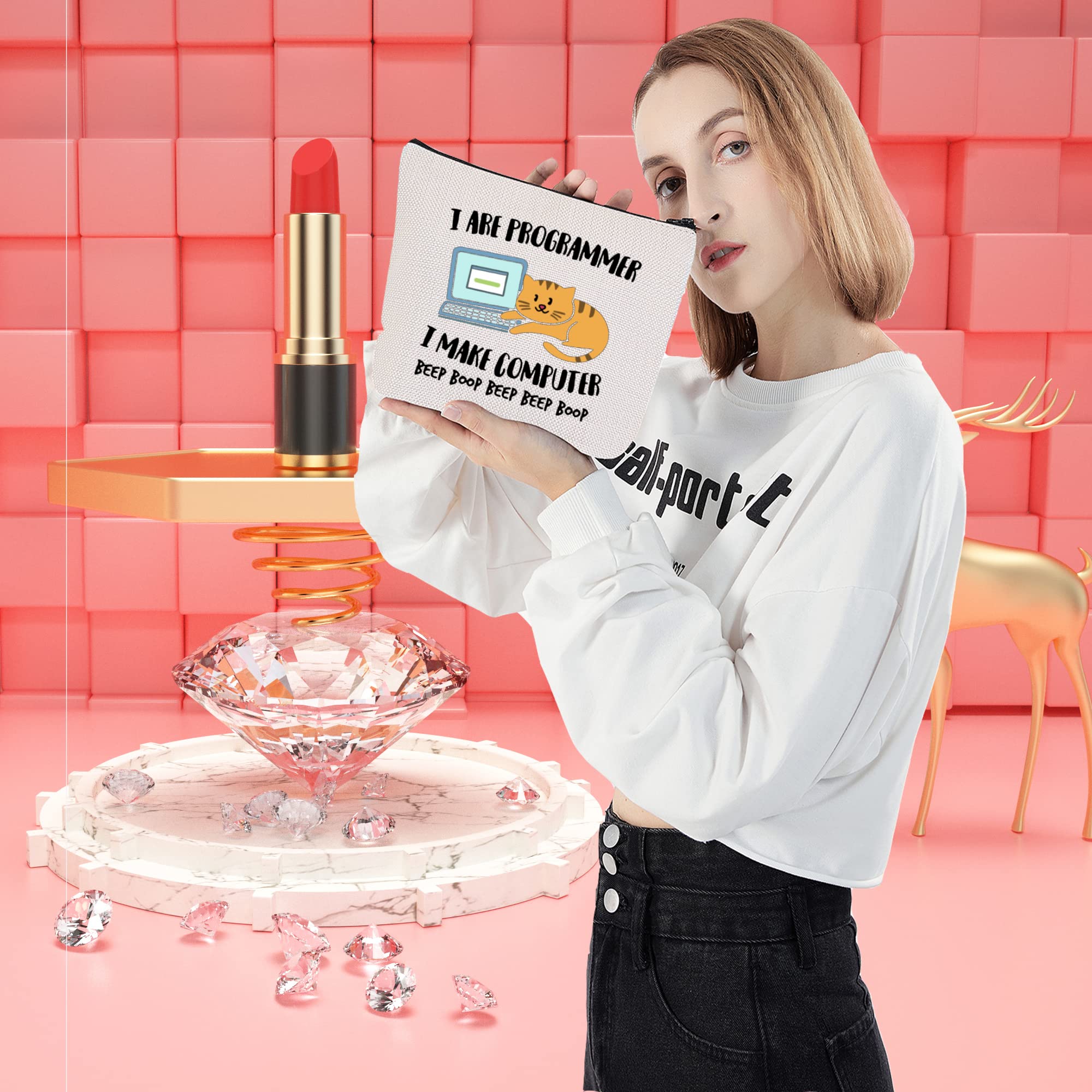 LEVLO Tech Code Programmers Gift Bag - Funny 'I Are Programmer' Design for Software Developers, Computer Engineers & Cat Lovers - Perfect for Office Use, Tech Conferences & Geeky Gift Giving