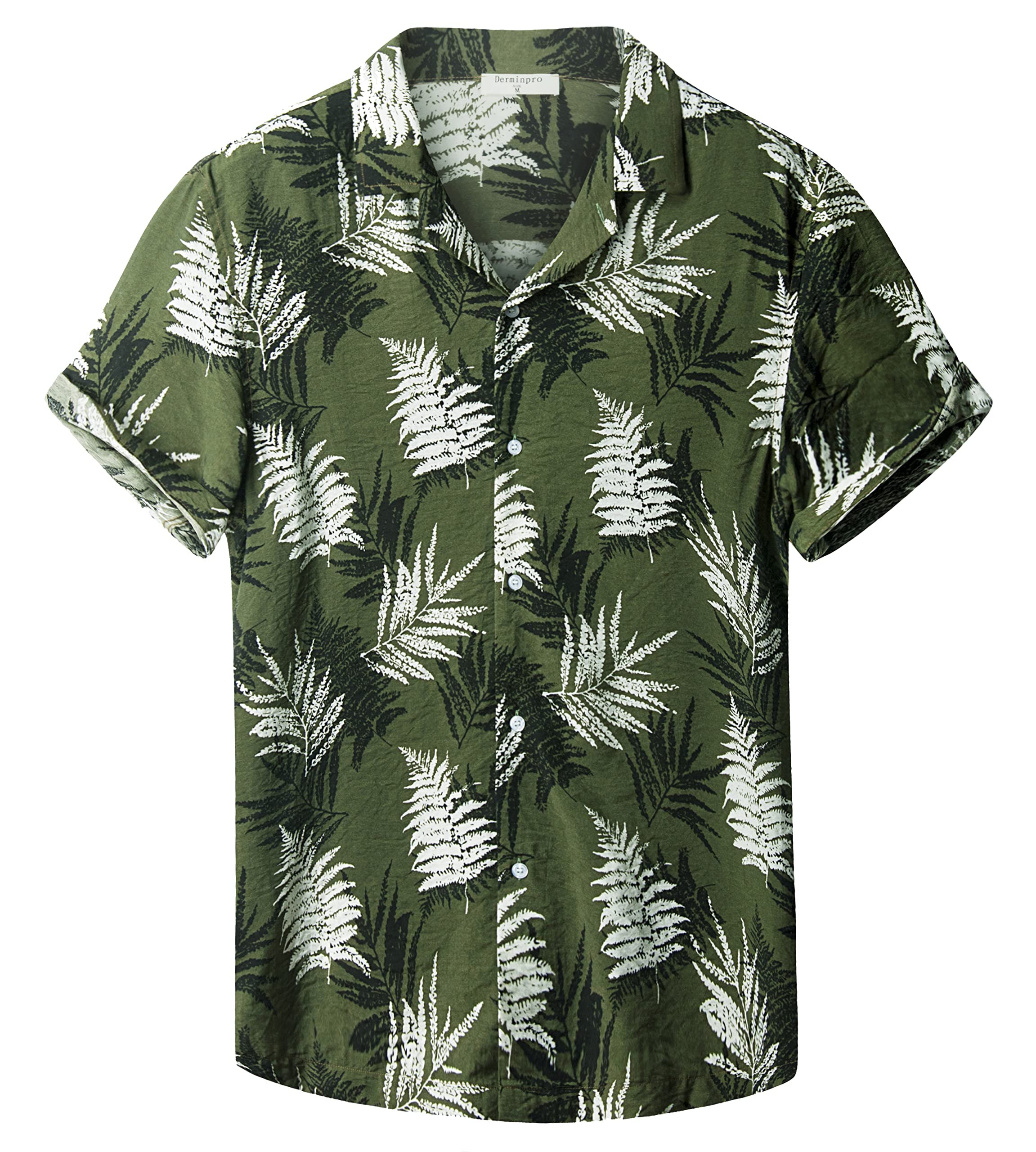 Derminpro Men's Hawaiian Shirt - Short Sleeve Floral Print Button Down Shirt for Summer, Beach, Vacation & Tropical Party | Lightweight Breathable Casual Wear