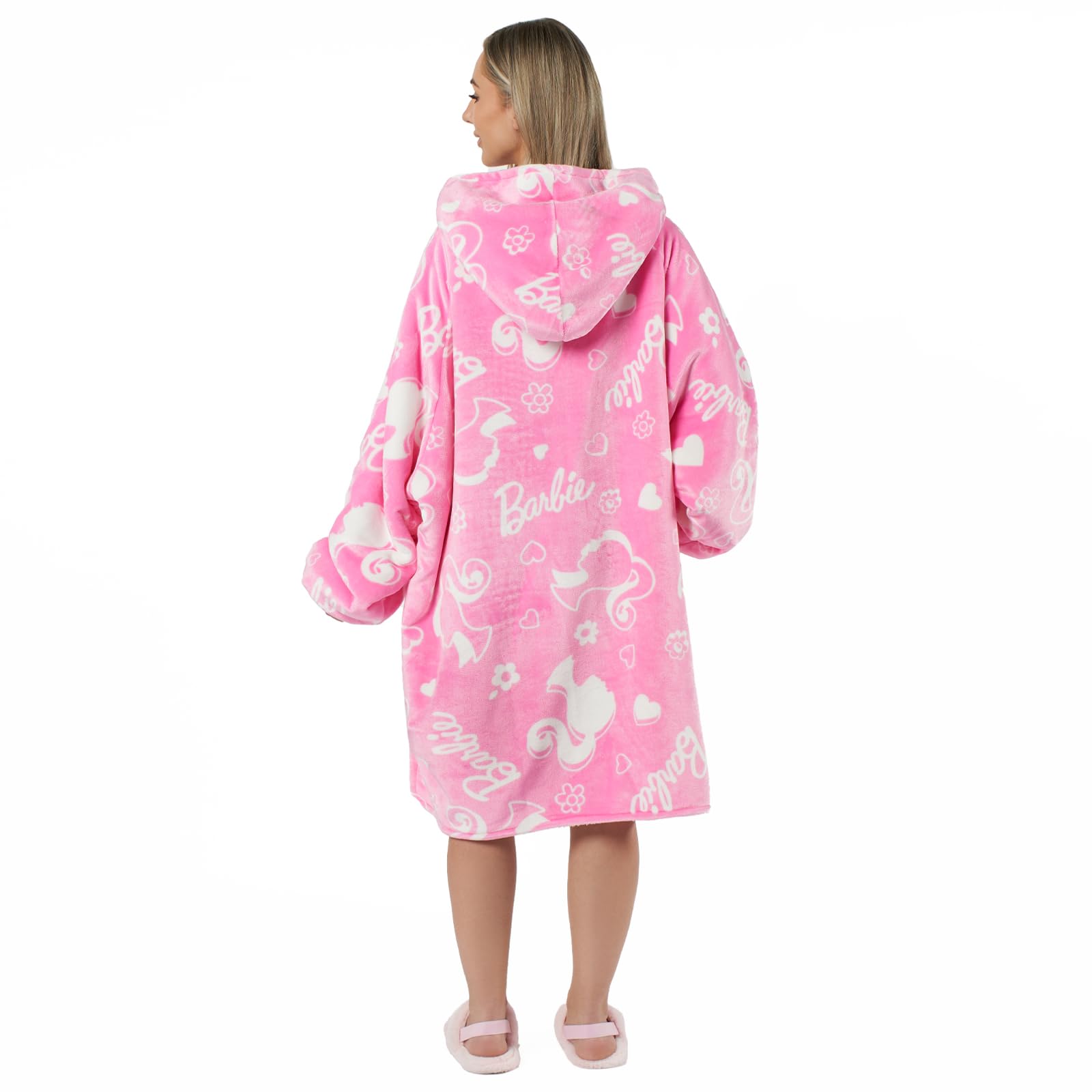 **Officially Licensed Barbie Oversized Hoodie Blanket - Soft Pink Cozy Pullover for Women & Girls | Ultra-Comfy Fleece Wearable Blanket for Lounge, Movie Nights & Gifts**