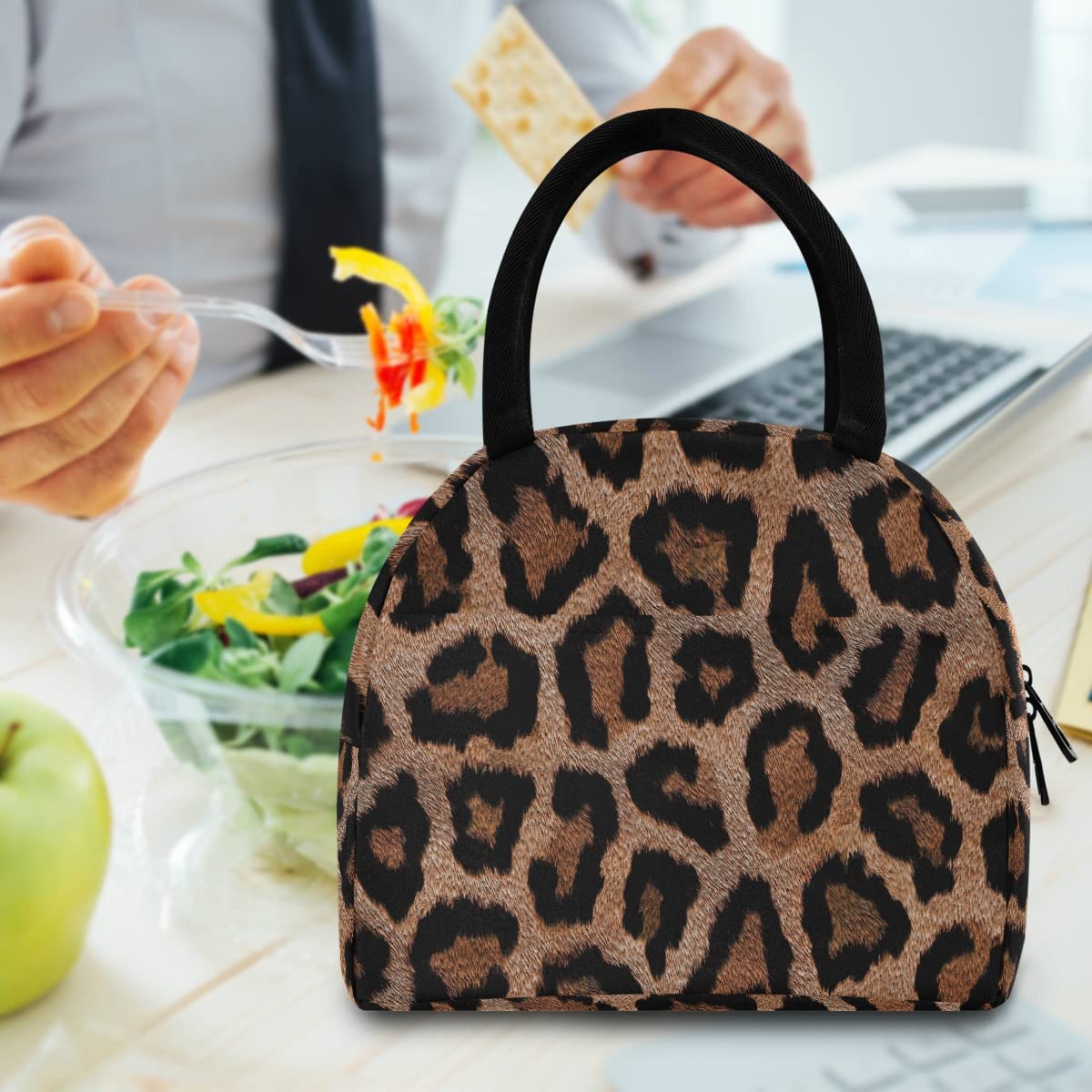 Leopard Print Insulated Lunch Bag for Women & Men - Reusable Cooler Tote for School, Office, Picnic - Leakproof Lunch Box for Kids, Teens & Adults (Perfect for Work, Travel & Outdoor Activities)