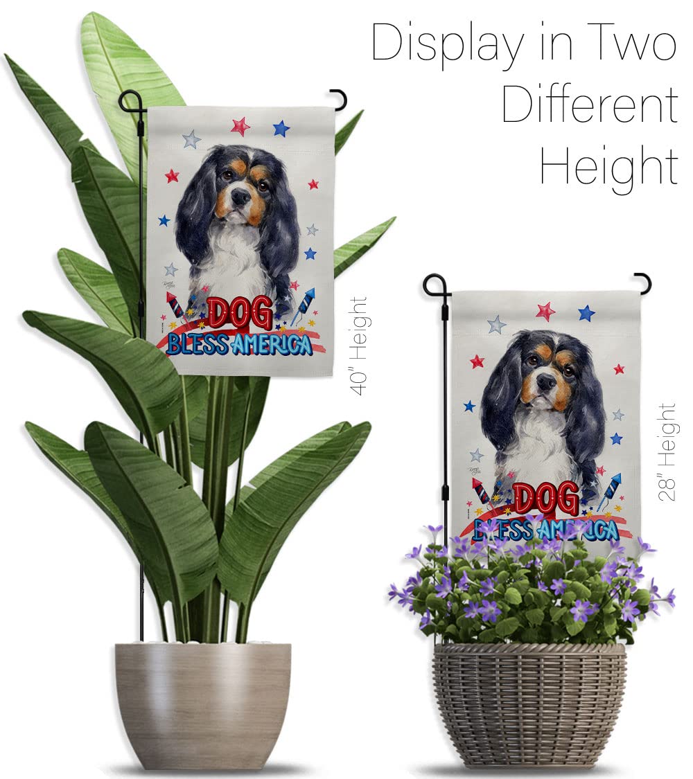 Patriotic Cavalier Spaniel Garden Flag Set - Double-Sided Dog Yard Decor for Outdoor & Home Use
