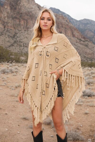 Stylish Tassel Hem Knit Beach Cover Up - Boho Chic Swimwear for Women | Perfect for Poolside, Beach Vacations & Summer Outfits