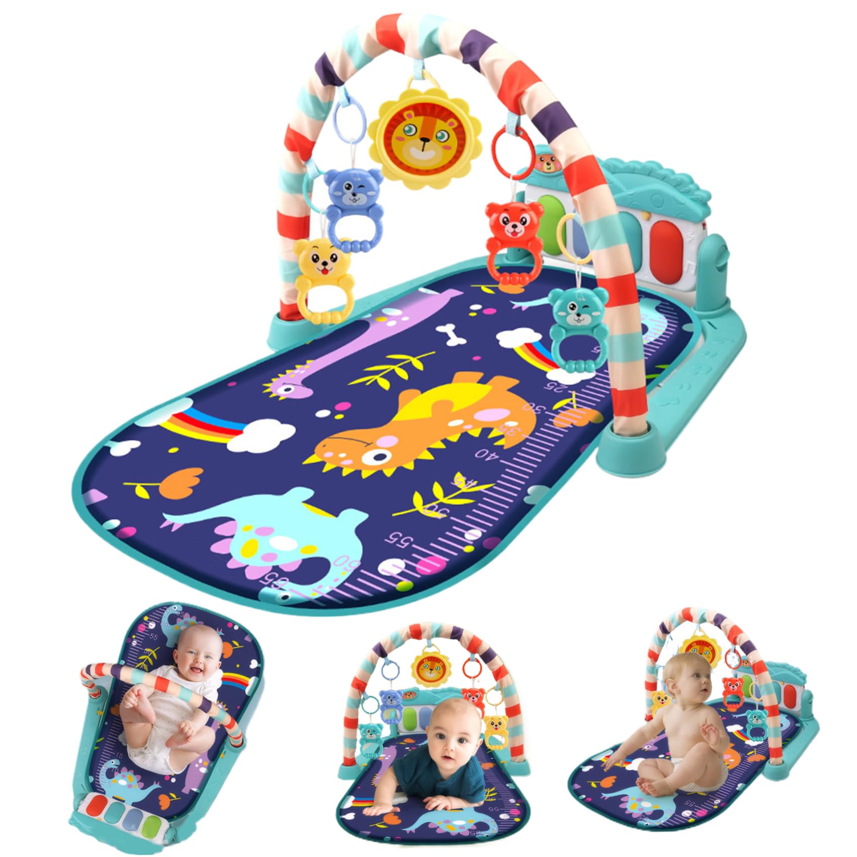 Soft Baby Play Mat with Music & Lights - Detachable Baby Gym for 0-36 Months | Early Educational Floor Mat with Rattles & Toys | Perfect Gift for Newborns & Toddlers | Great for Tummy Time, Crawling & Sensory Development