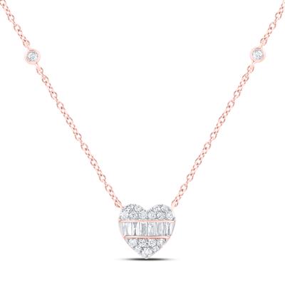 10K Gold Heart Necklace with 1/4 CTW Diamond (18 Inch) - Elegant Valentine's Gift for Her, Anniversary Jewelry & Everyday Wear