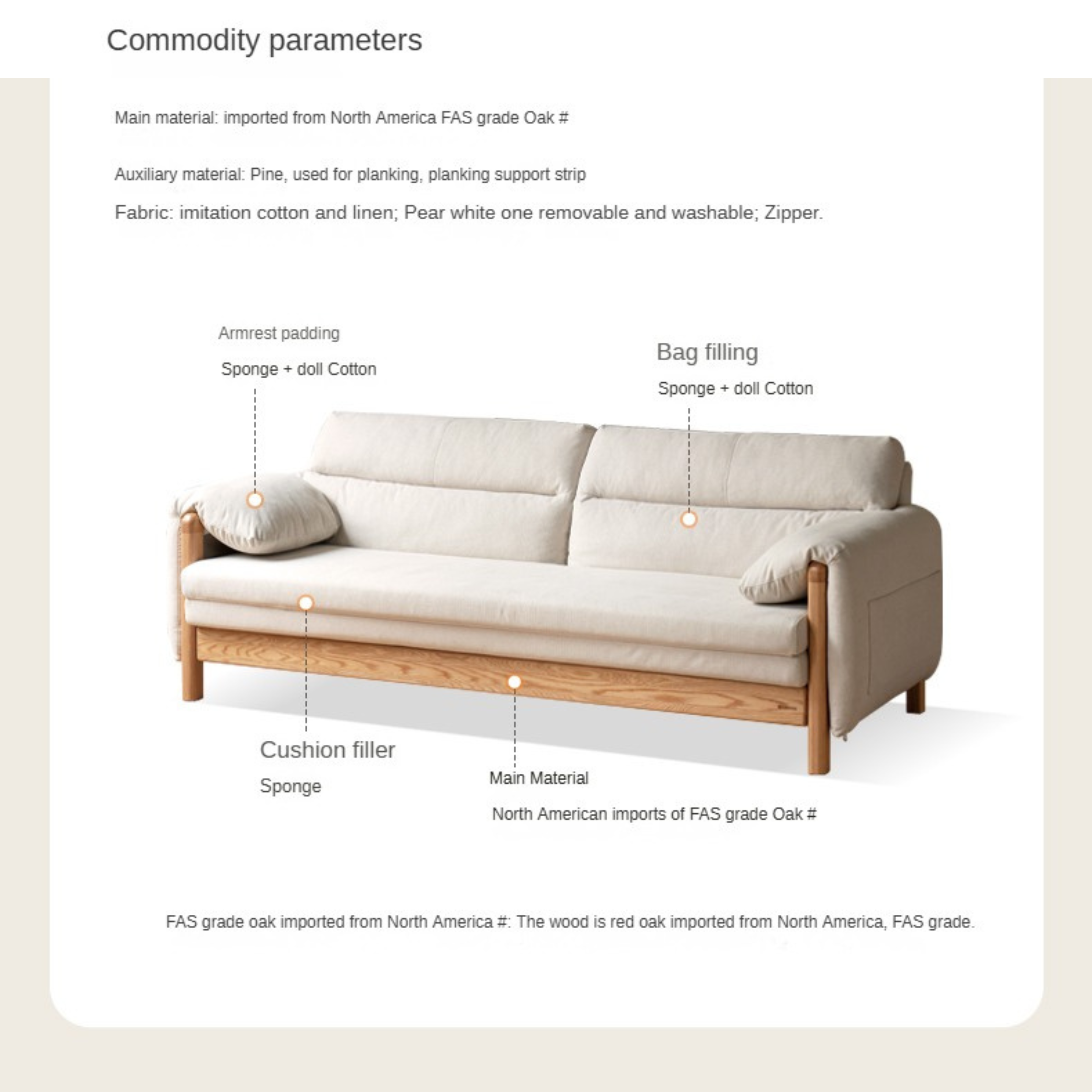 Solid Oak Wood Convertible Sofa Bed - Retractable Design for Sitting & Sleeping | Perfect for Small Spaces, Guest Rooms & Apartments