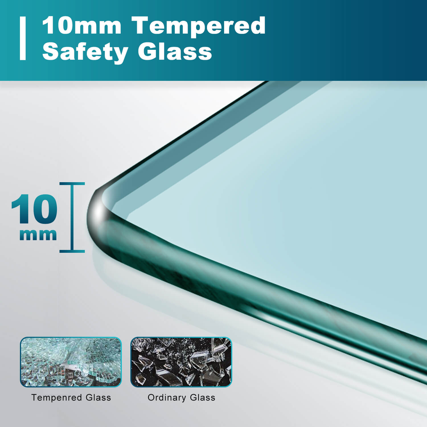 10mm Frameless Shower Door Enclosure - Silver Stainless Steel Bathroom Glass Panel for Modern Walk-in Showers & Spa Retreats
