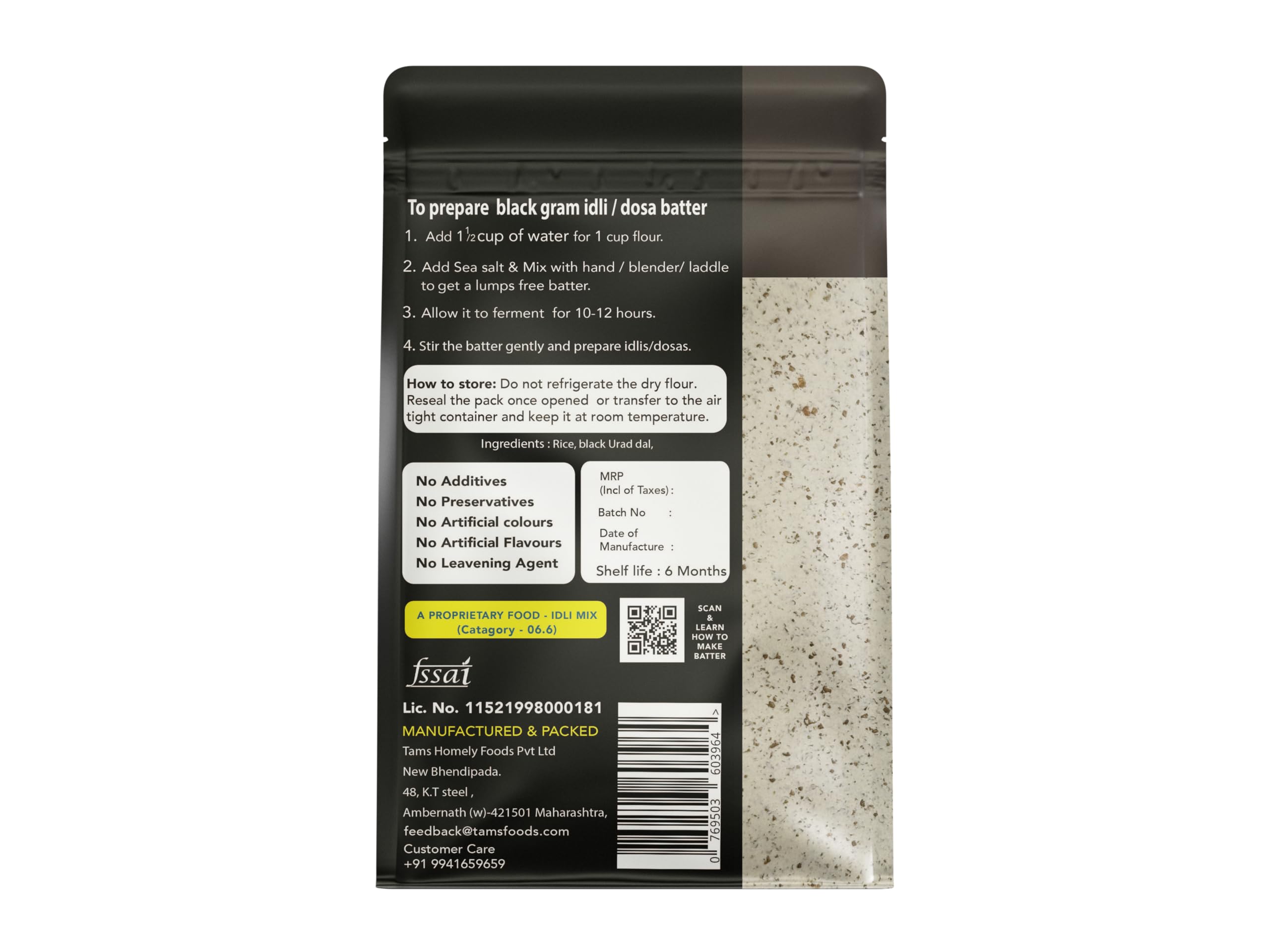 Organic Black Urad Dal Idli & Dosa Flour 1kg - Makes 2.5kg Batter (60 Idlis) | India's First Naturally Fermenting Flour | 6-Month Shelf Life | No Additives, Chemicals or Yeast | Easy Homemade Batter in 10-12 Hours | Perfect for Soft, Healthy South Indian Breakfast | Great for Idli, Dosa, Uttapam & More