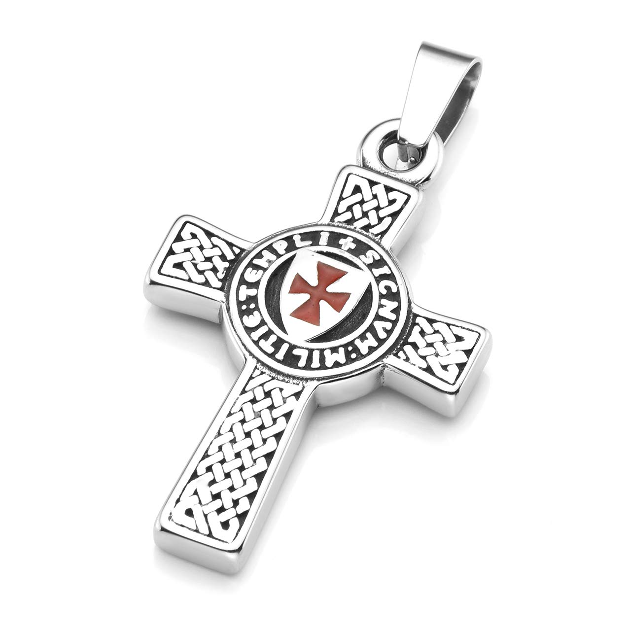 Zysta Stainless Steel Knights Templar Cross Pendant Necklace for Women & Men - 24 Inch Chain Link - Durable Religious Jewelry for Everyday Wear, Gifts & Medieval Style Fashion