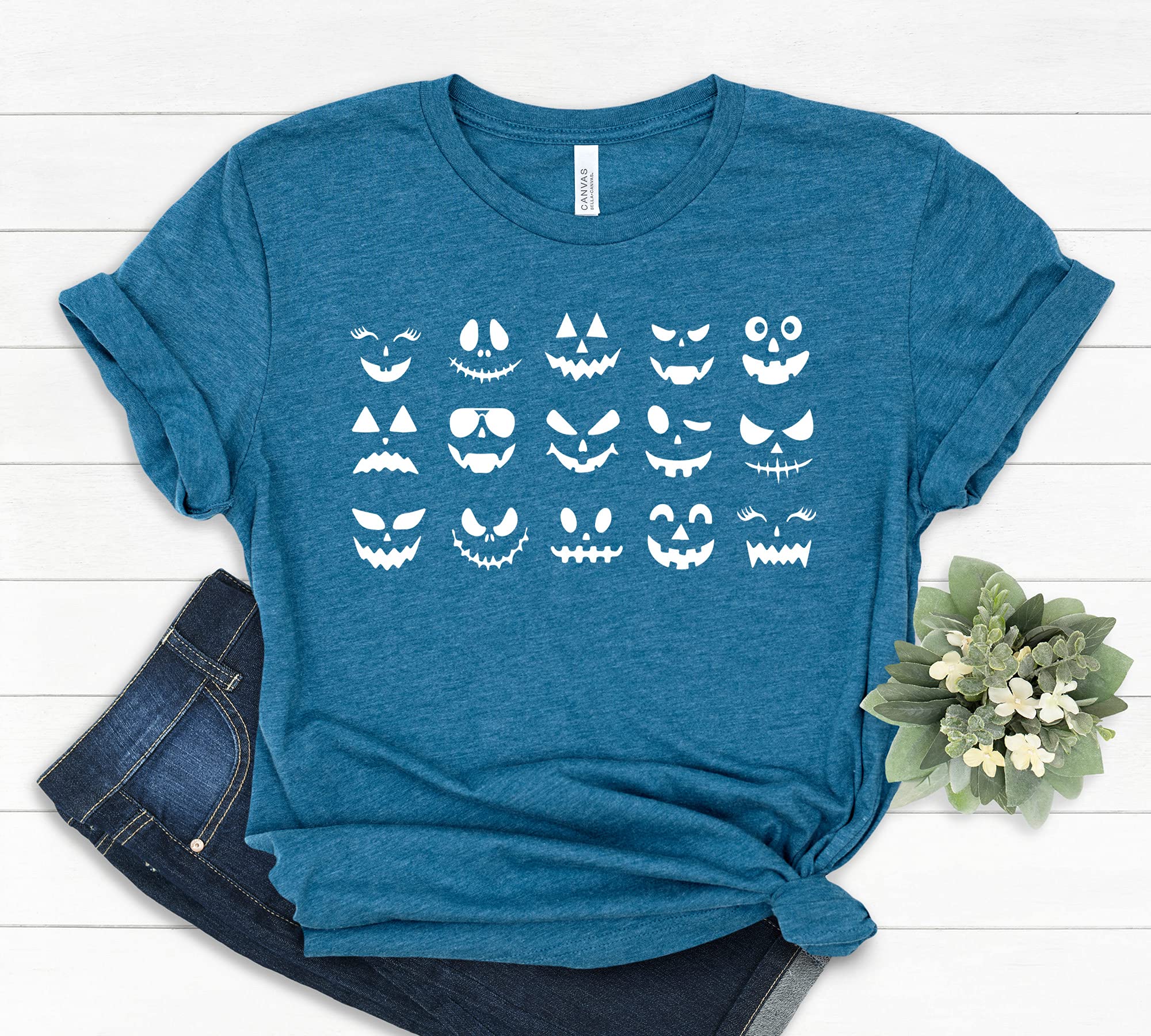 Halloween T-Shirt for Family - Spooky Pumpkin Face Design for Halloween Parties & Costume Events | Fun Matching Outfits for Trick or Treating
