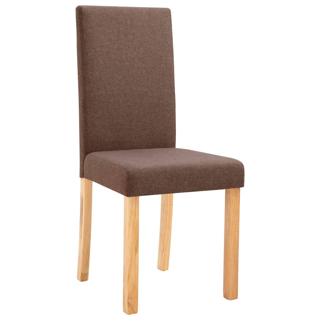 SKM Modern Dining Chairs Set of 2 - Brown Fabric Upholstered Kitchen Chairs with Sturdy Metal Legs for Dining Room, Kitchen, Breakfast Nook & Small Space