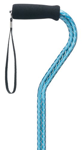 Premium Blue Scallop Offset Walking Cane - Lightweight Adjustable Mobility Aid for Seniors & Adults - Ideal for Arthritis, Knee Pain & Daily Support (Indoor/Outdoor Use)