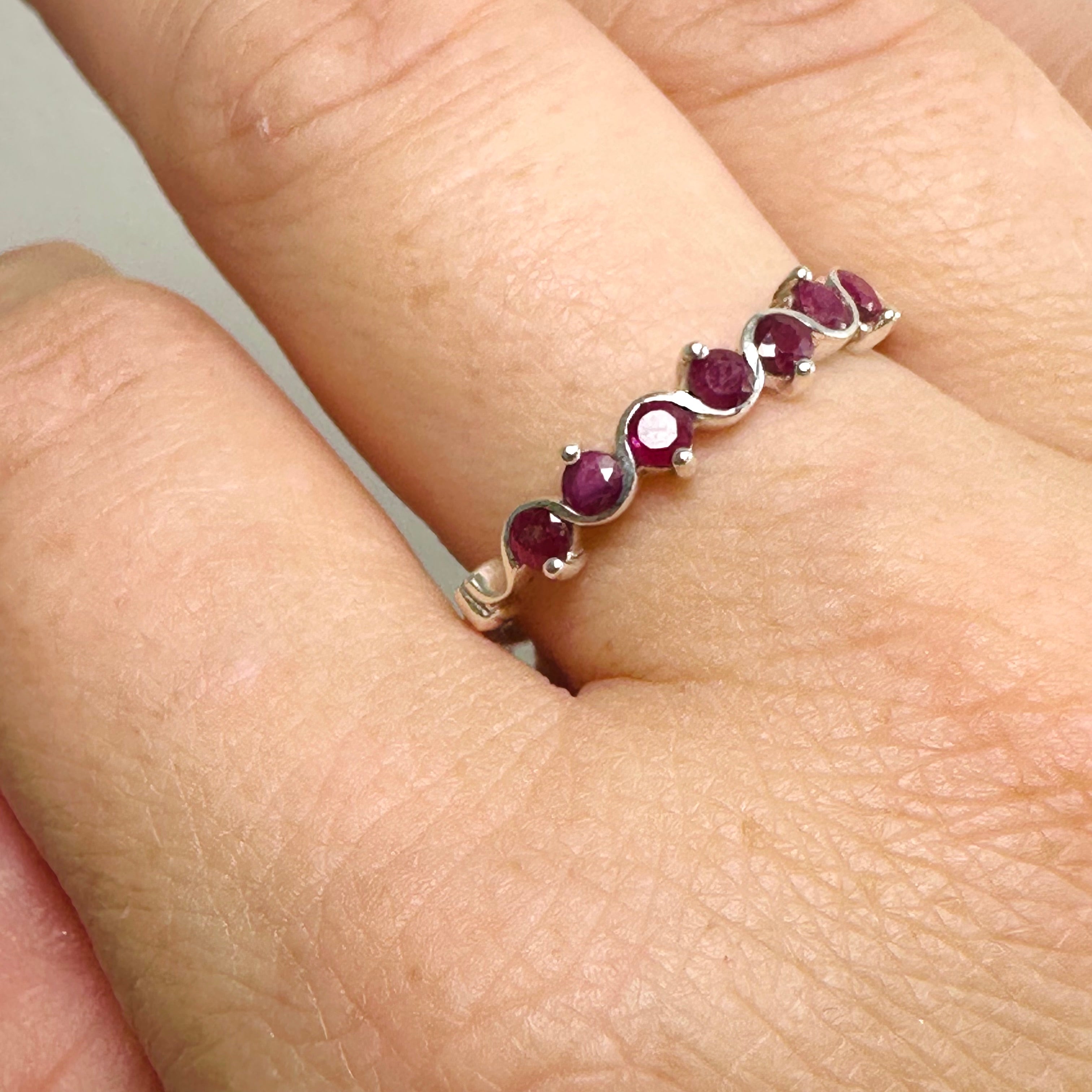 Ruby Round Faceted Multi-Stone Ring Size 10 - PRGJ823 | Elegant Jewelry for Women, Perfect for Weddings, Parties & Special Occasions