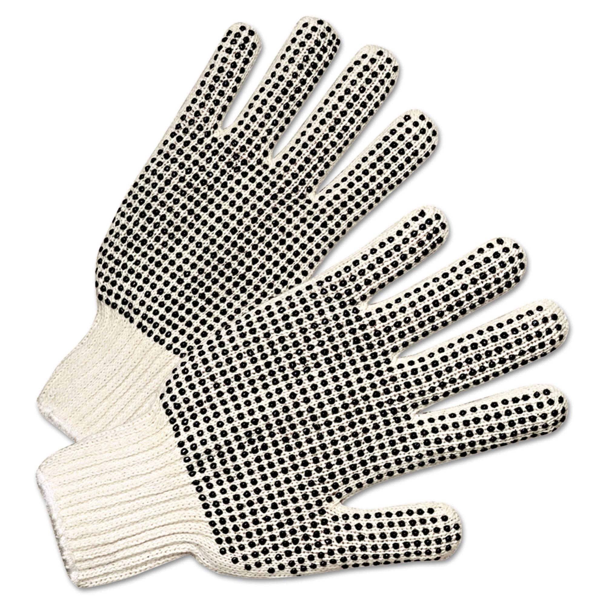 PVC Dot String Knit Gloves - Black Regular Weight Work Gloves for Construction, Gardening, and Outdoor Activities