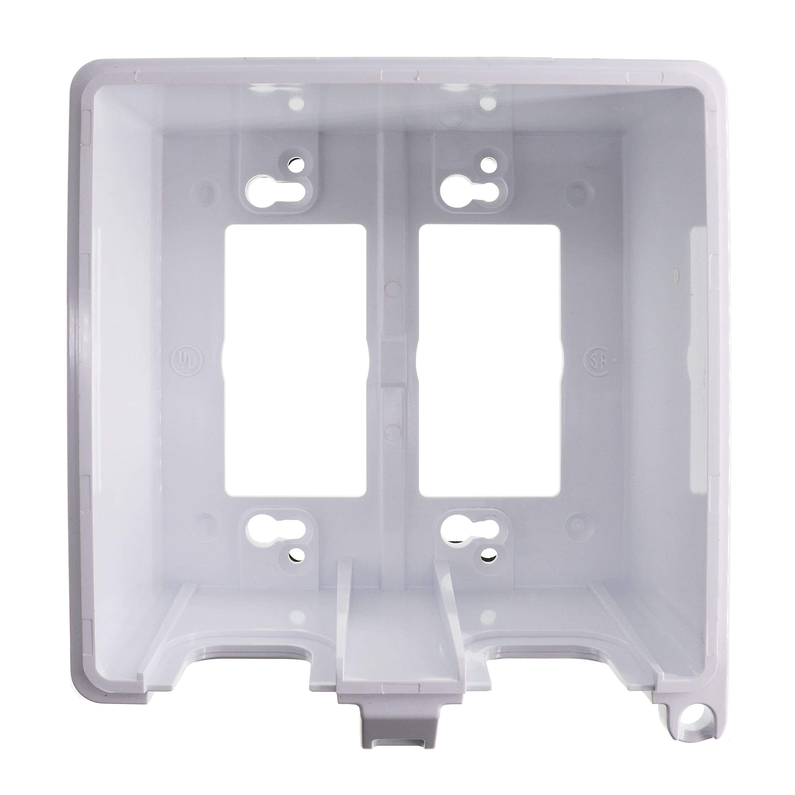 2 Gang White Outdoor Electrical Cover - Weatherproof & Durable for Patio, Garden & Poolside Use