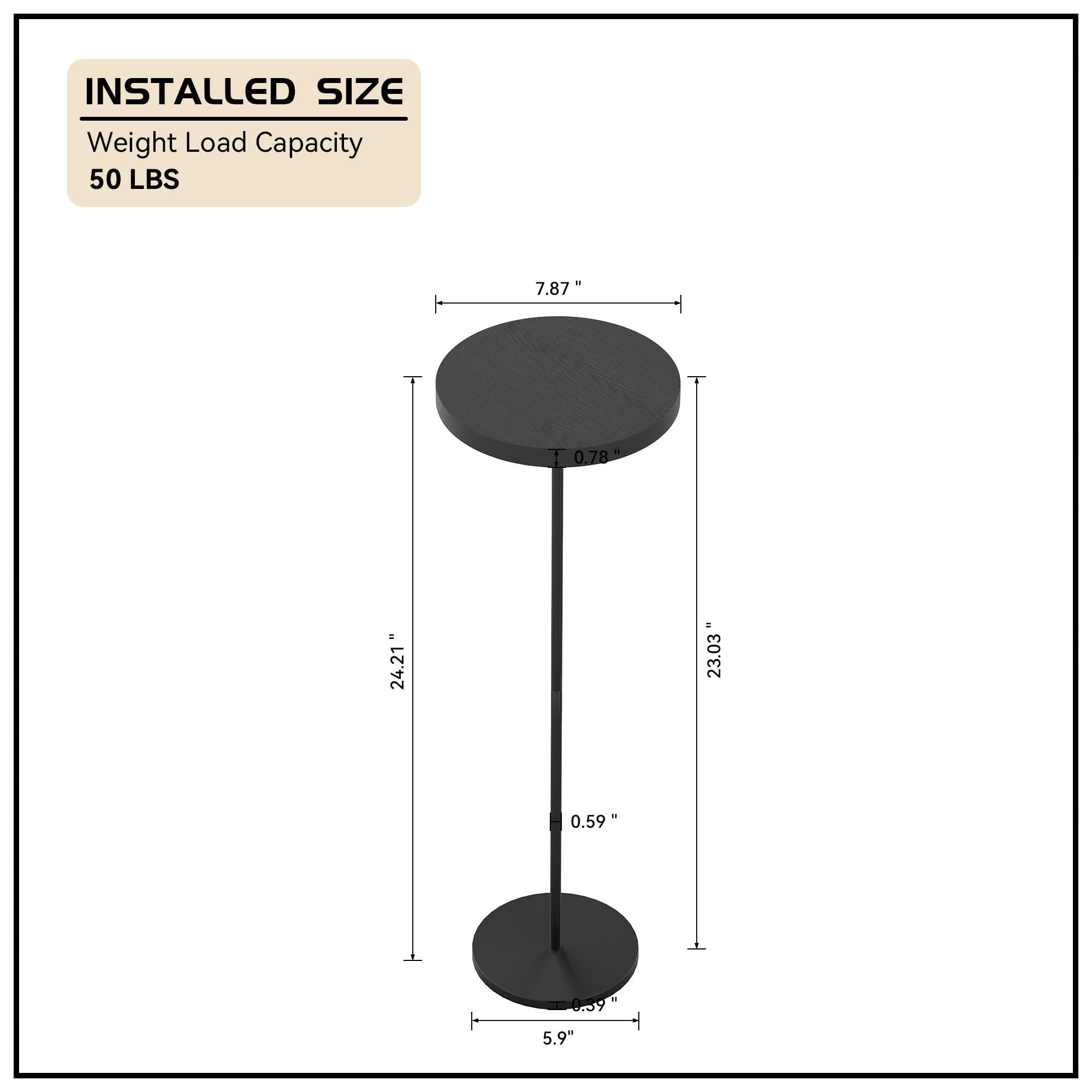 Premium Round Pedestal Drink Table with Weighted Base - Modern Black Cocktail Side Table for Living Room, Bedroom, Dorm & Patio - Perfect Martini Table for Sofa, Couch & Chair Accent - Ideal for Parties, Relaxation & Small Space Decor