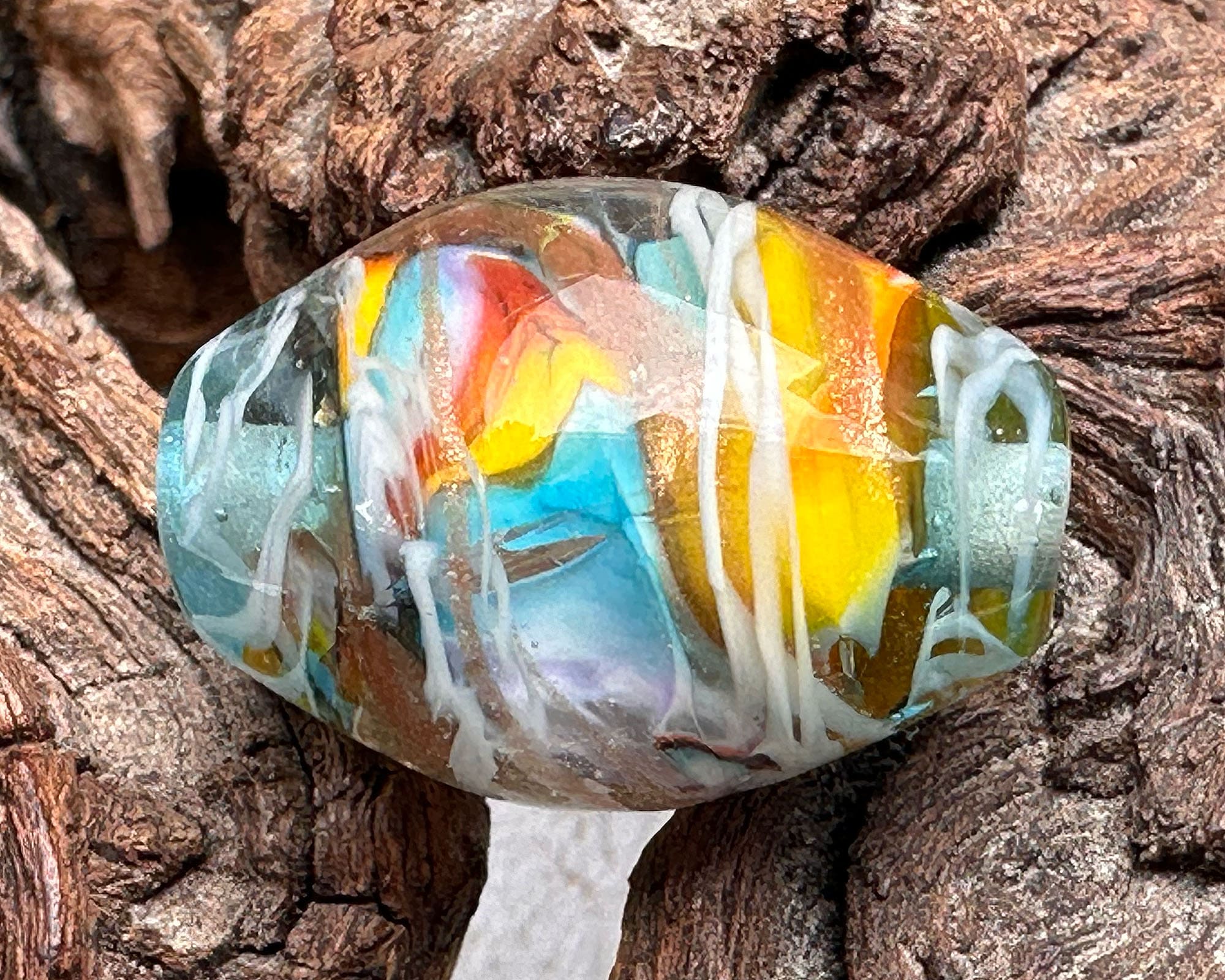 Handmade Sunset Rainbow Lampwork Glass Focal Bead for Jewelry Making - Perfect for Necklaces, Bracelets & DIY Craft Projects
