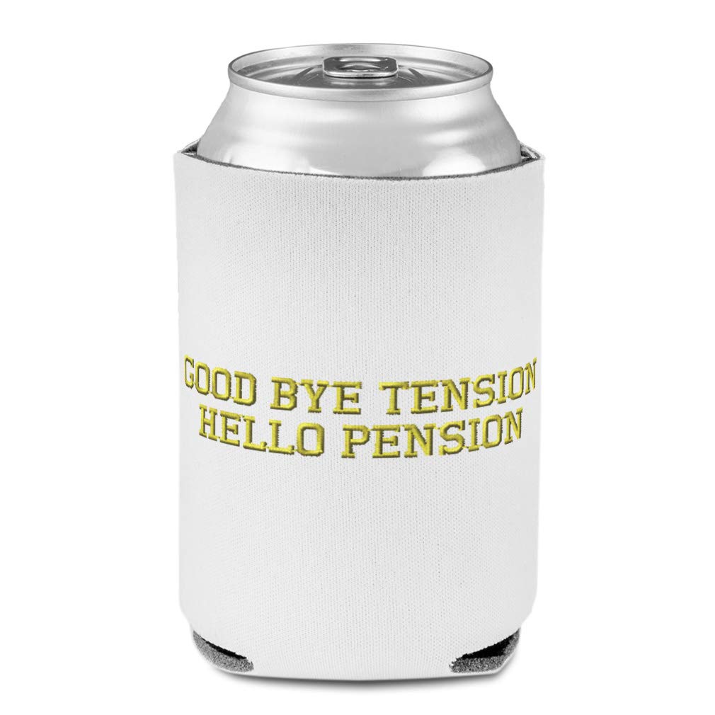 Funny Scuba Foam Beer Can Cooler Sleeves - Insulated Drink Covers for Parties, Camping & BBQs - Bye Tension Hello Pension Novelty Gift for Beer Lovers